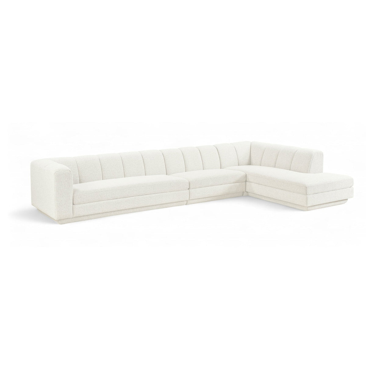 Modari Cream Fabric Upholstered 3pc. Modular Sectional in cream interwoven polyester, 154.25"W, primary product view