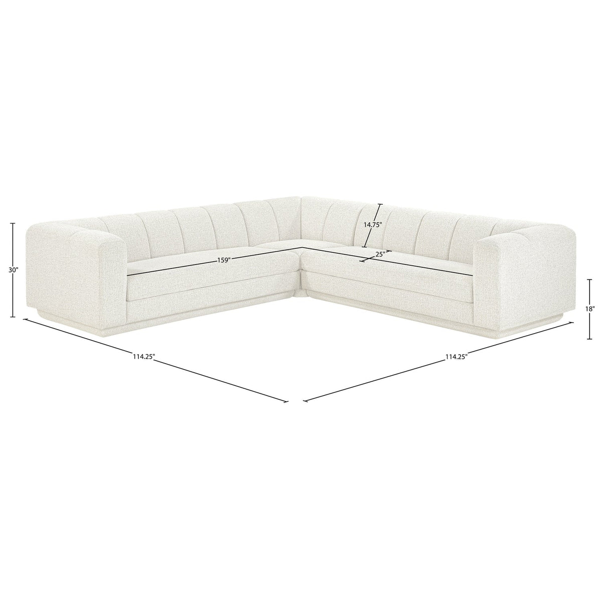 Modari Cream Fabric Upholstered 3 Piece Modular Sectional Sofa