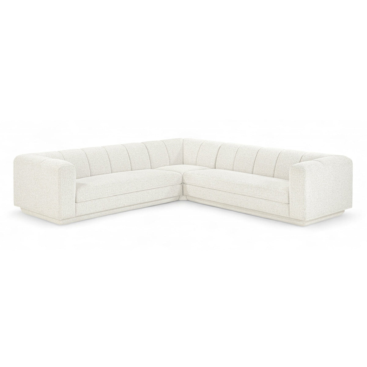 Modari Cream Fabric Upholstered 3pc. Modular Sectional in cream interwoven polyester, 114.25"W, primary product view