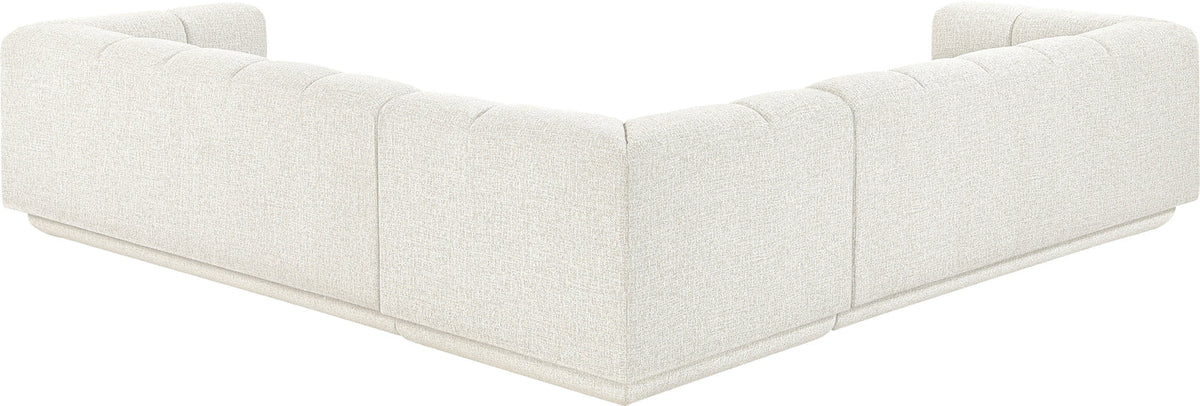 Modari Cream Fabric Upholstered 3 Piece Modular Sectional Sofa