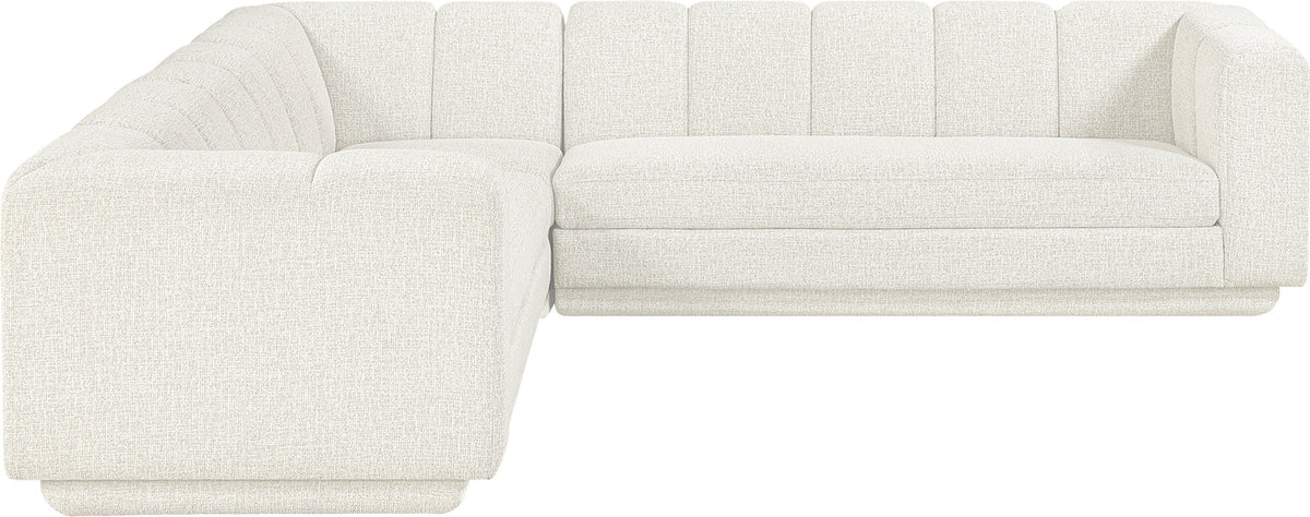 Modari Cream Fabric Upholstered 3 Piece Modular Sectional Sofa