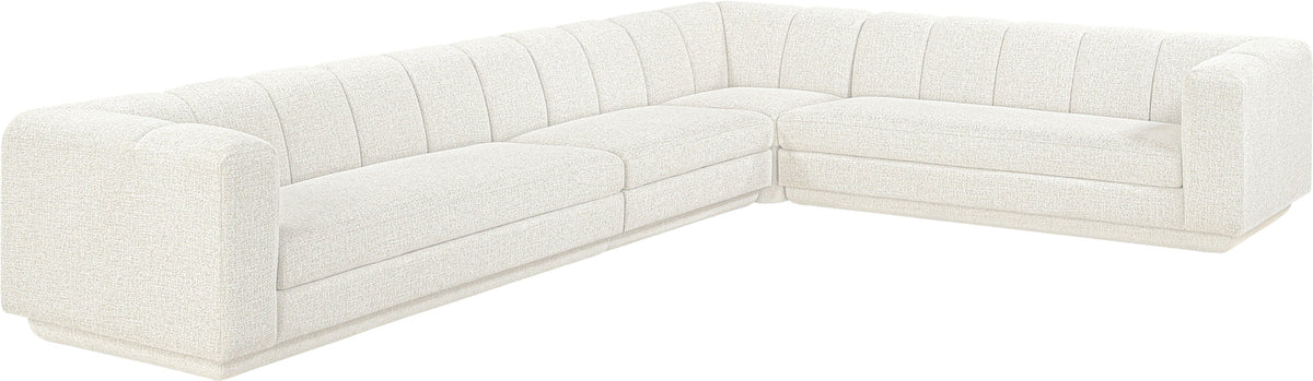 Modari Cream Fabric Upholstered 4 Piece Modular Sectional Sofa