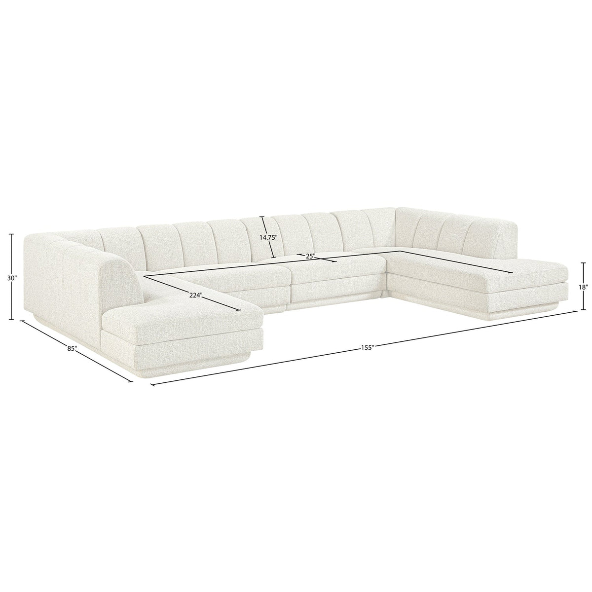 Modari Cream Fabric Upholstered 4 Piece Modular Sectional Sofa