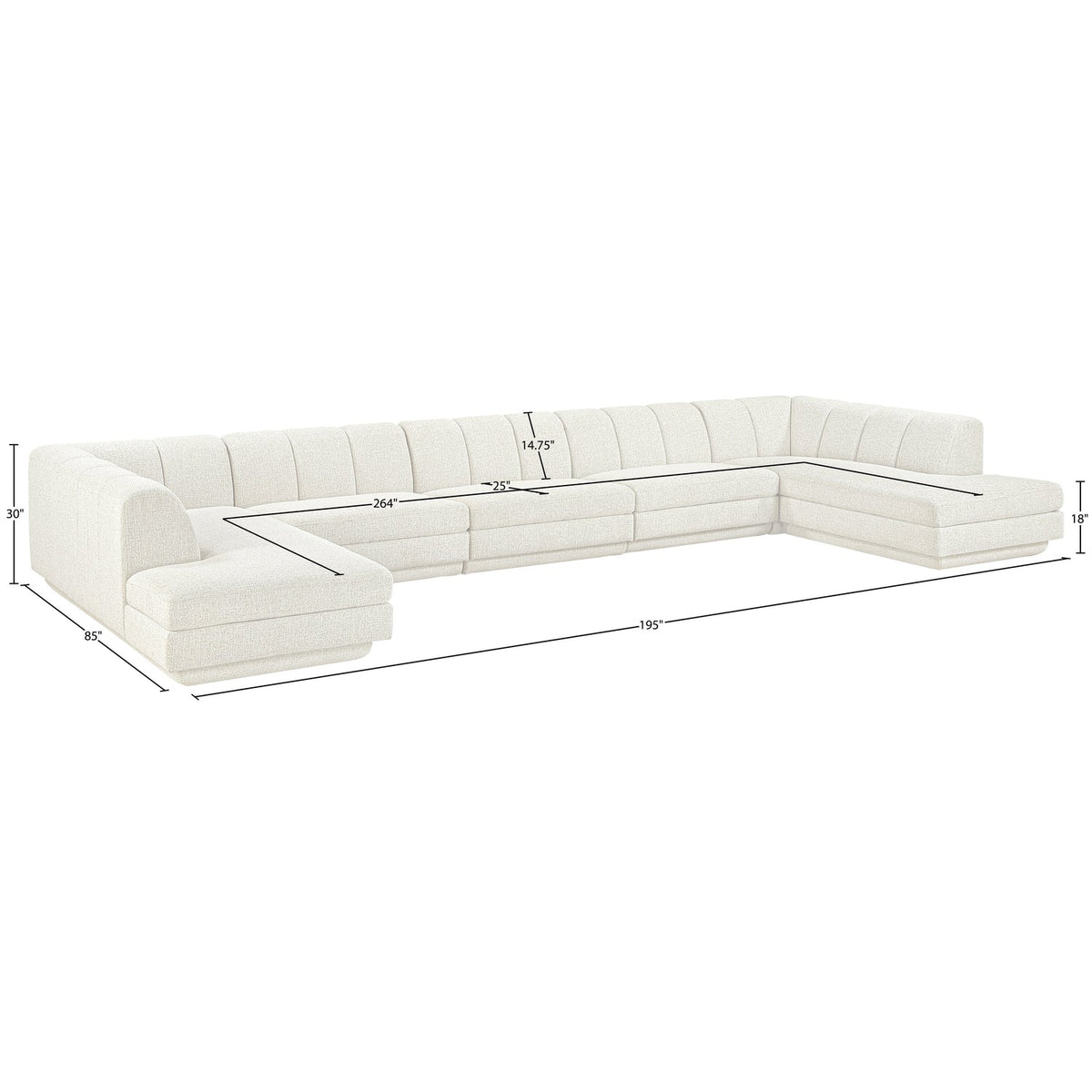 Modari Cream Fabric Upholstered 5 Piece Modular Sectional Sofa