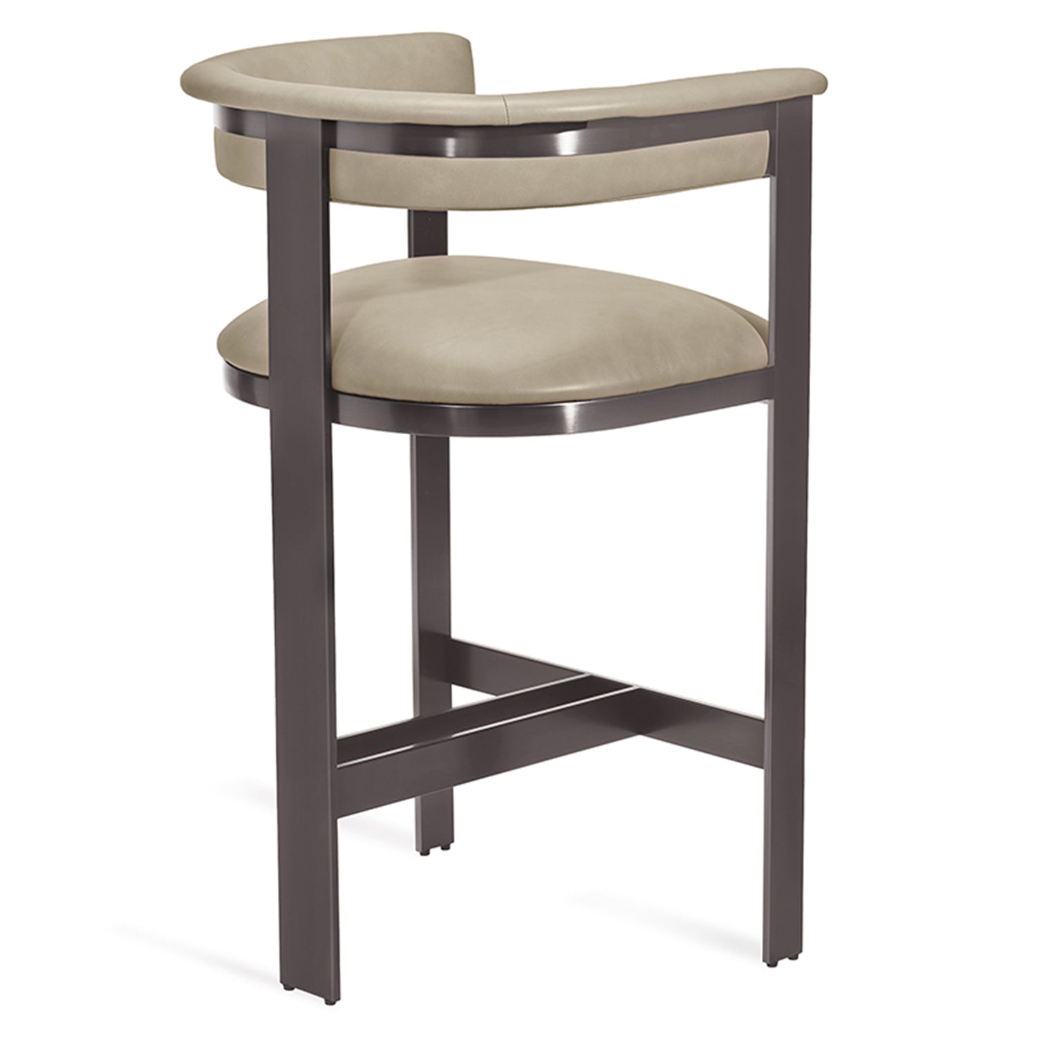 Darcy Fawn Taupe Counter Stool in stainless steel graphite finish, detail of the frame