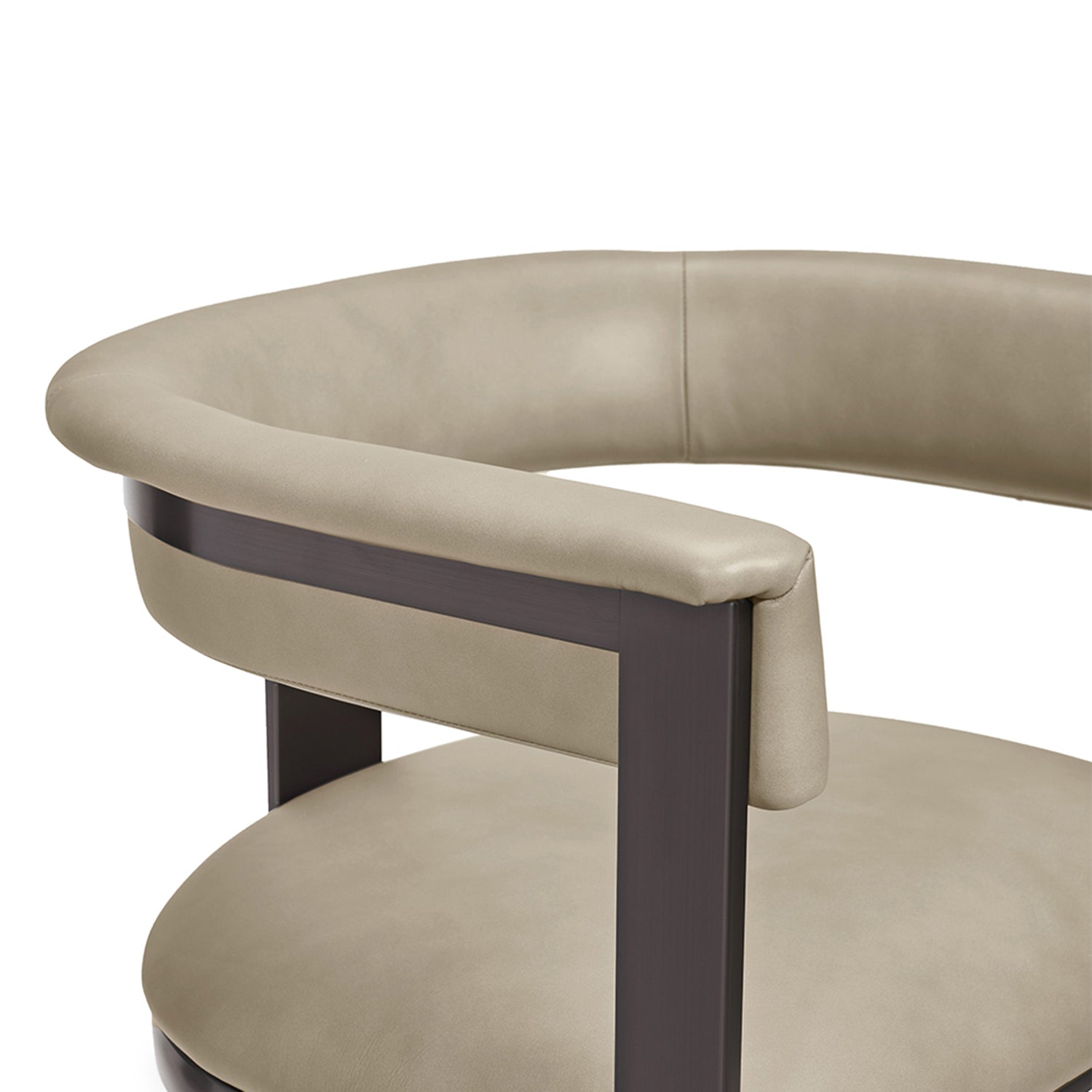 Darcy Fawn Taupe Counter Stool in stainless steel graphite finish, styled in a room setting