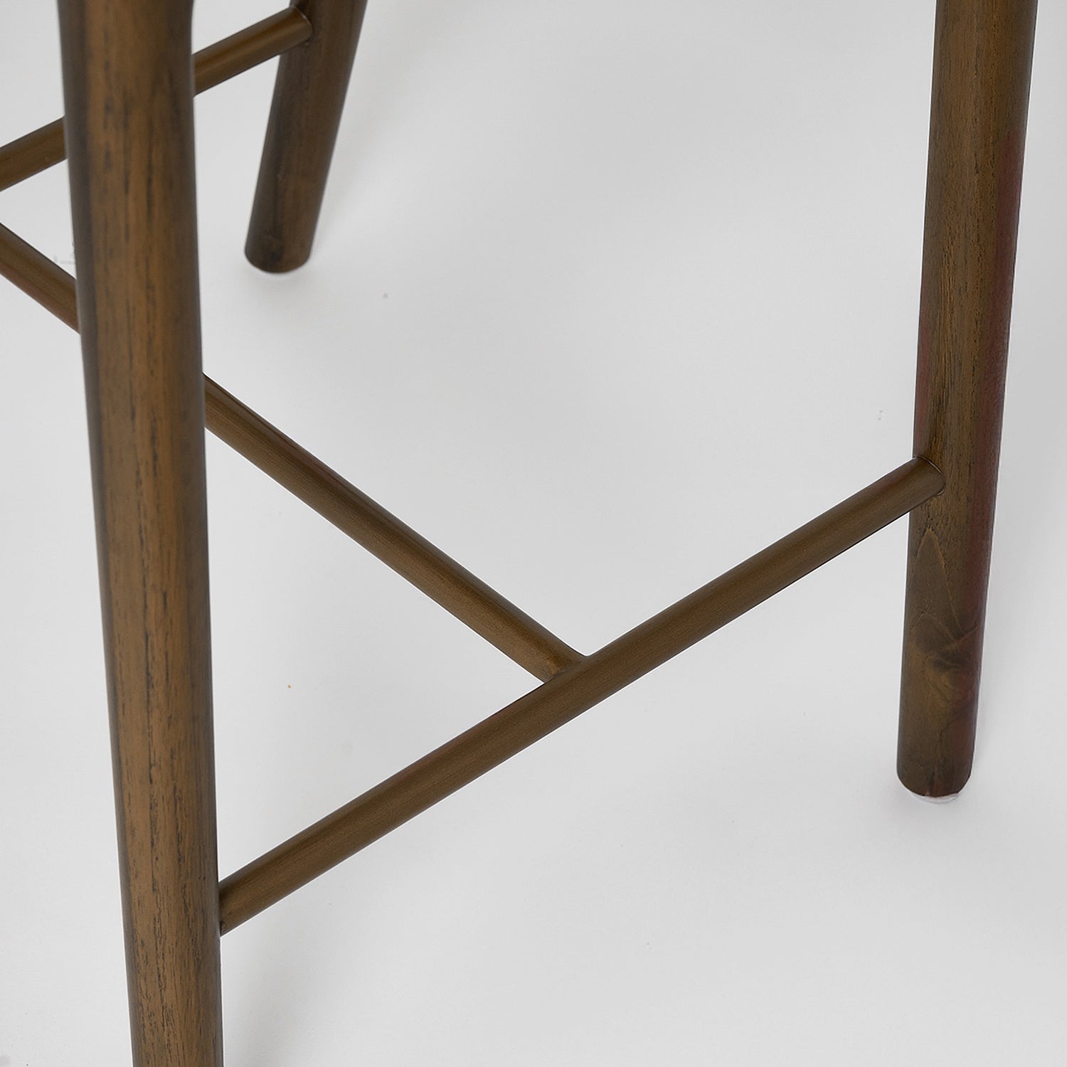 Interlude Home Felix Classic Walnut Bar Stool Set of 2 in Classic Walnut, detail of the foot-rail