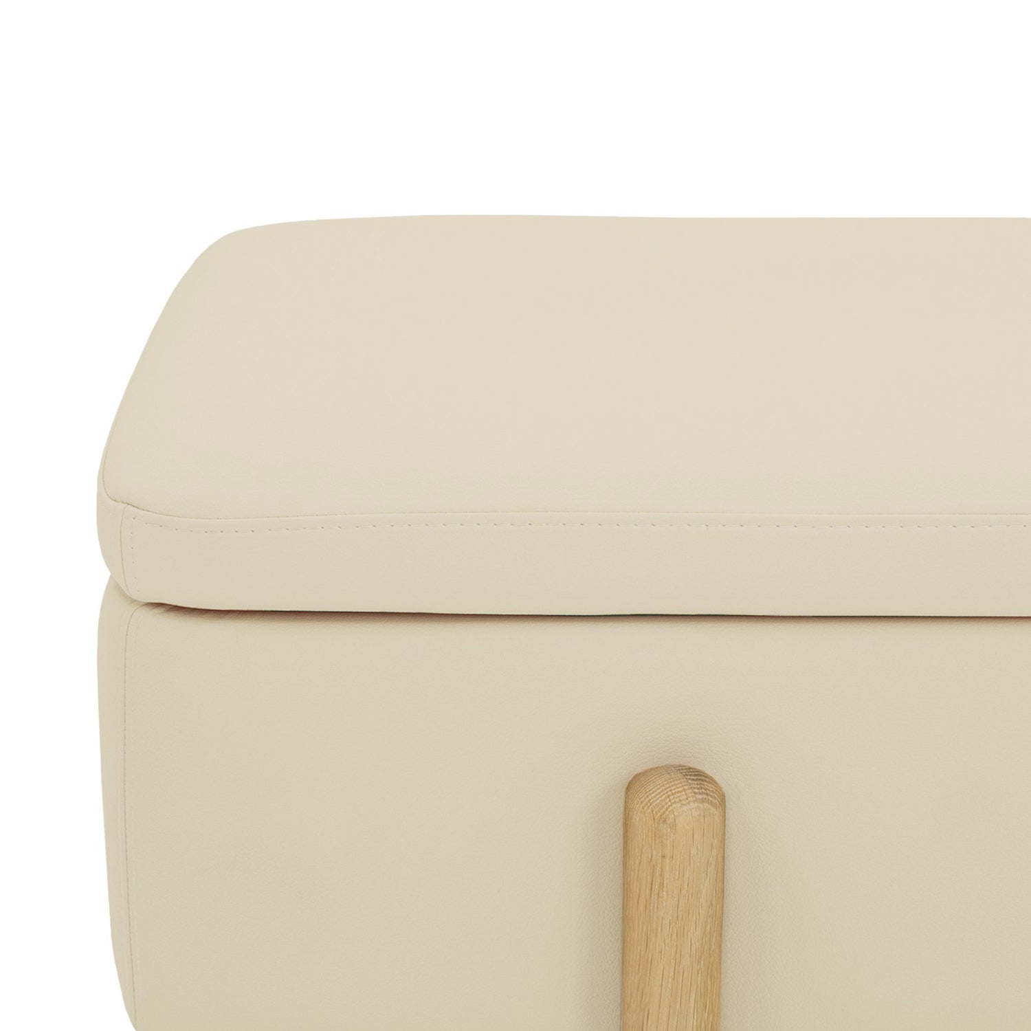 Brynn Acorn Storage Bench in oak Saddle finish, styled in a room setting