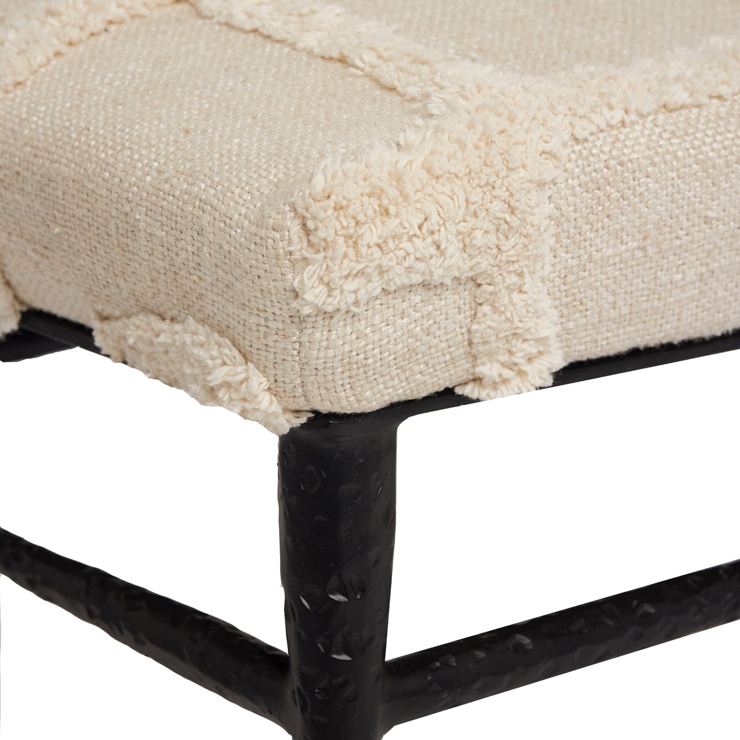 Collins Grand Bench in iron Matte Black finish, side profile view