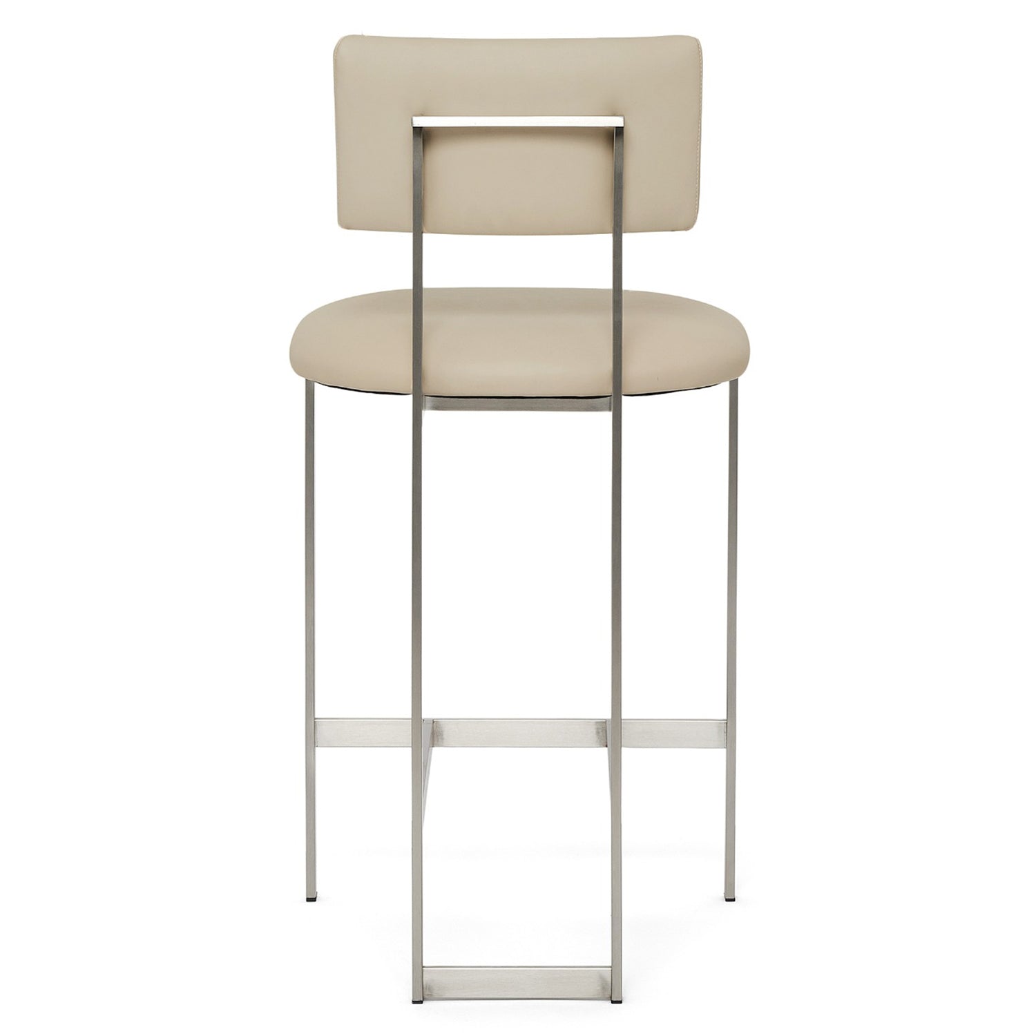 Landon II Brushed Nickel Counter Stool in stainless steel Brushed Nickel finish, detail of the frame