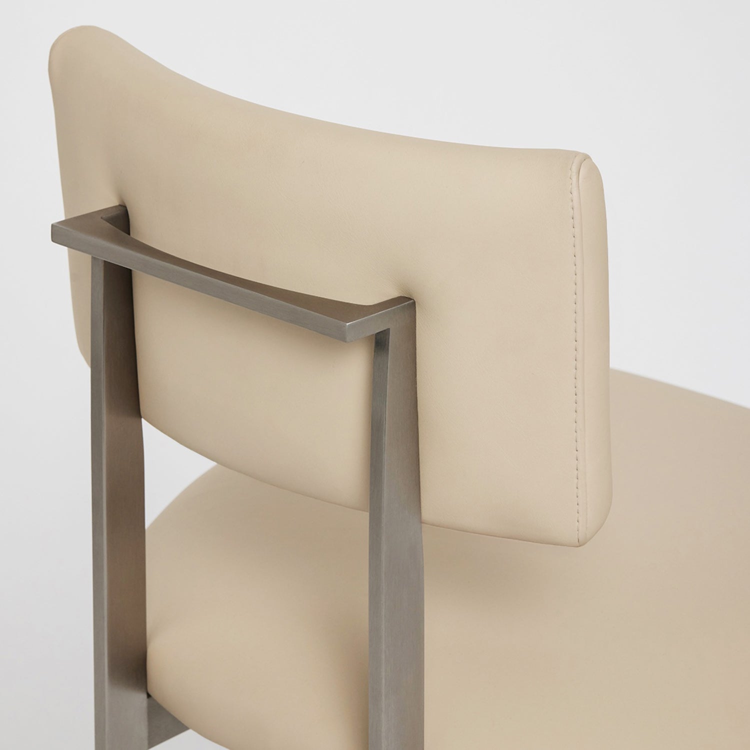 Landon II Brushed Nickel Counter Stool in stainless steel Brushed Nickel finish, shown to scale