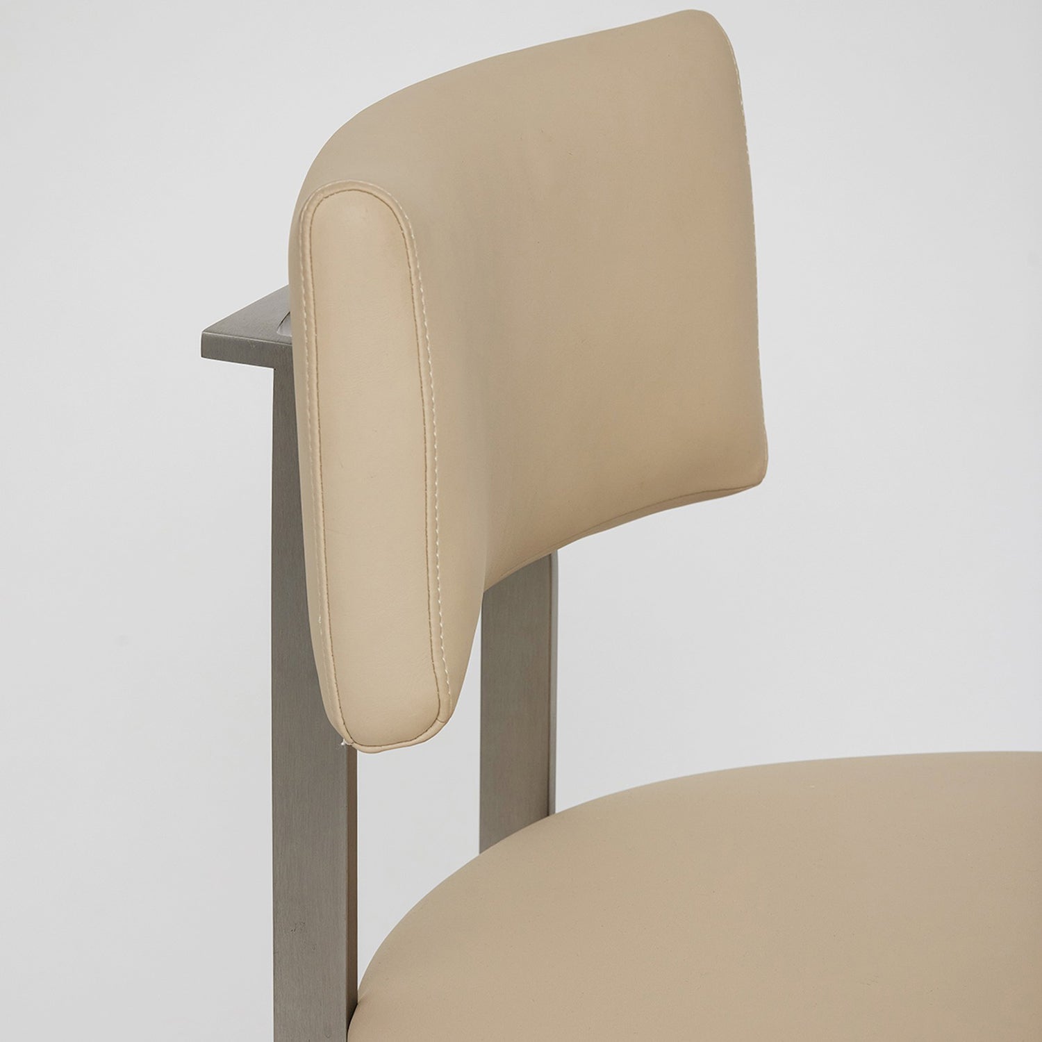 Landon II Brushed Nickel Counter Stool in stainless steel Brushed Nickel finish, close-up of the surface texture