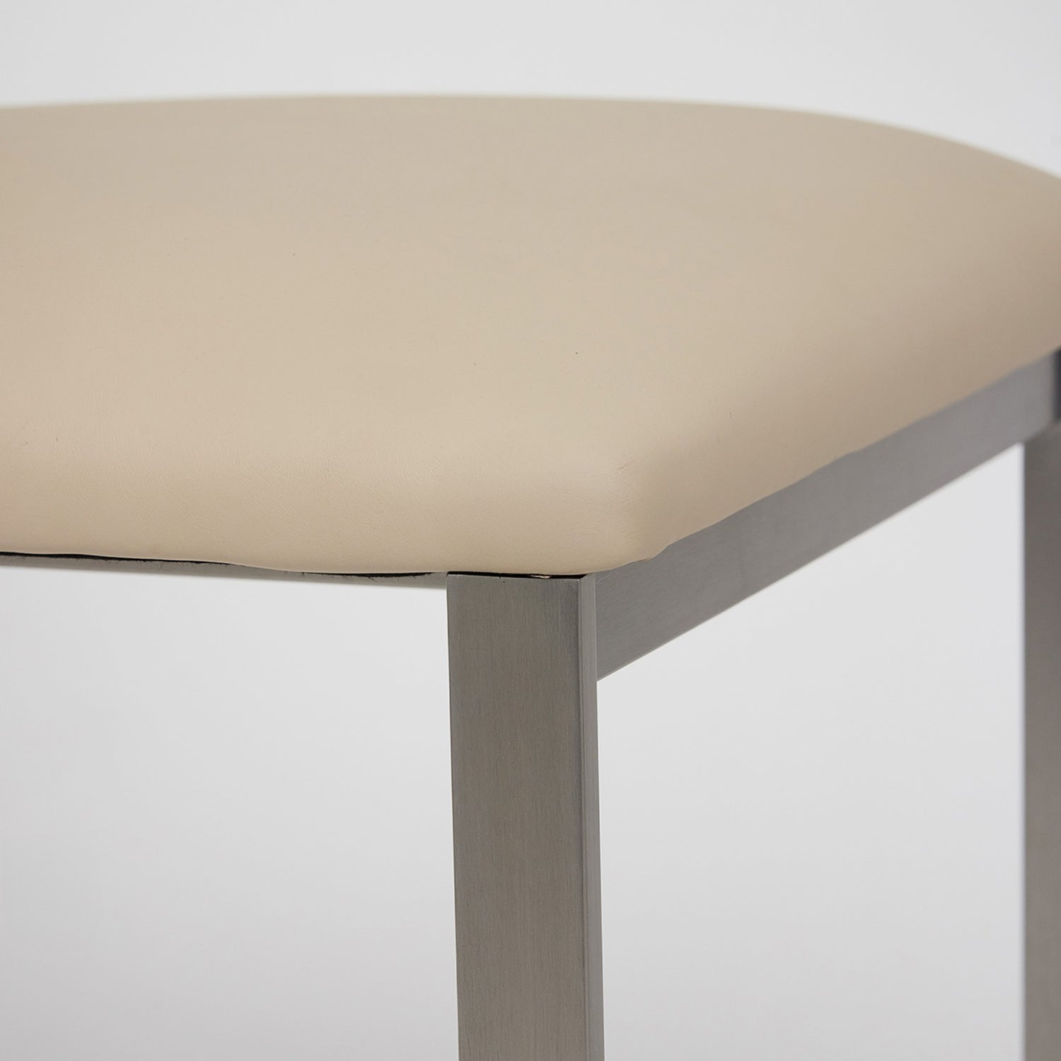 Landon II Brushed Nickel Counter Stool in stainless steel Brushed Nickel finish, top-down view