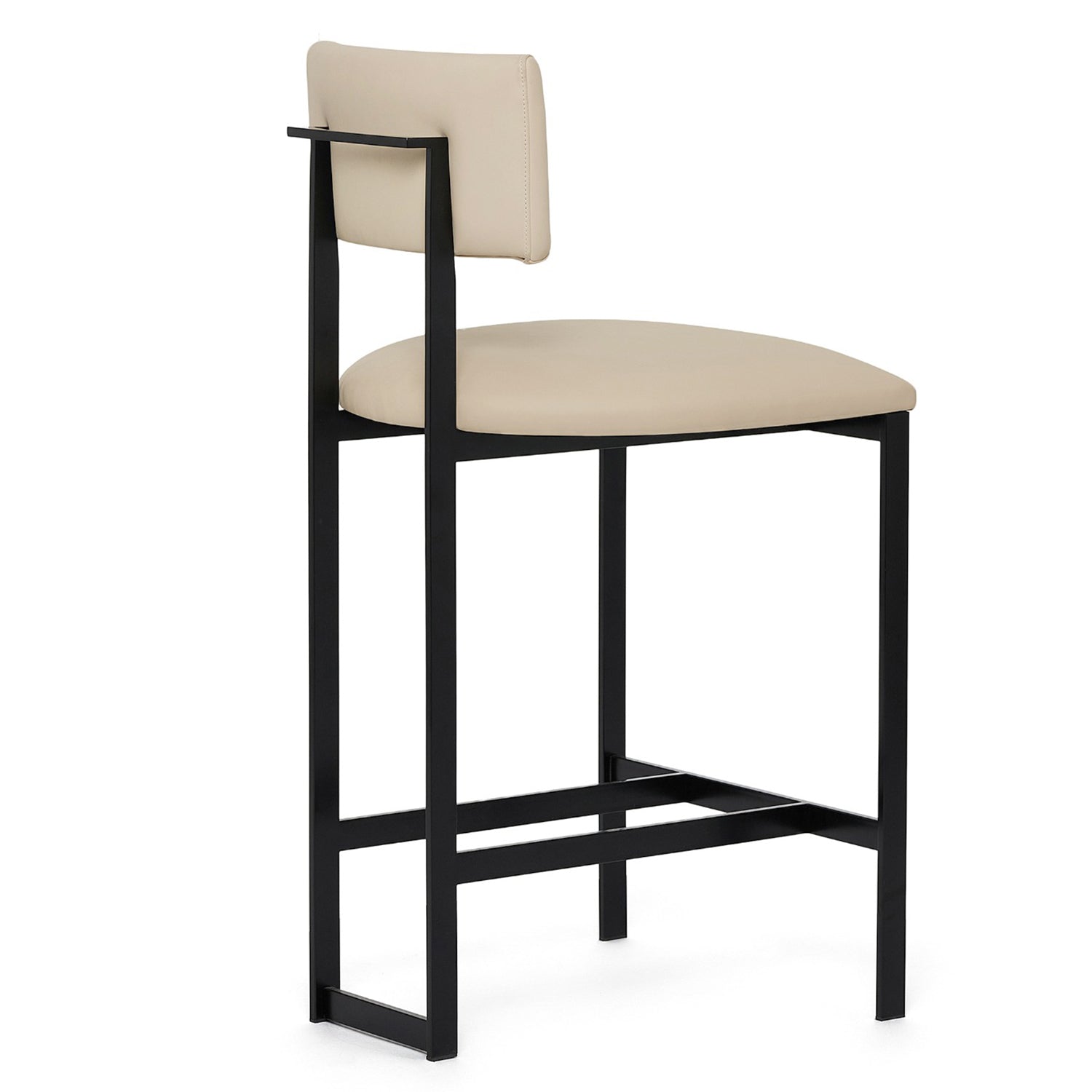 Landon II Matte Black Counter Stool in stainless steel Matte black finish, styled in a room setting