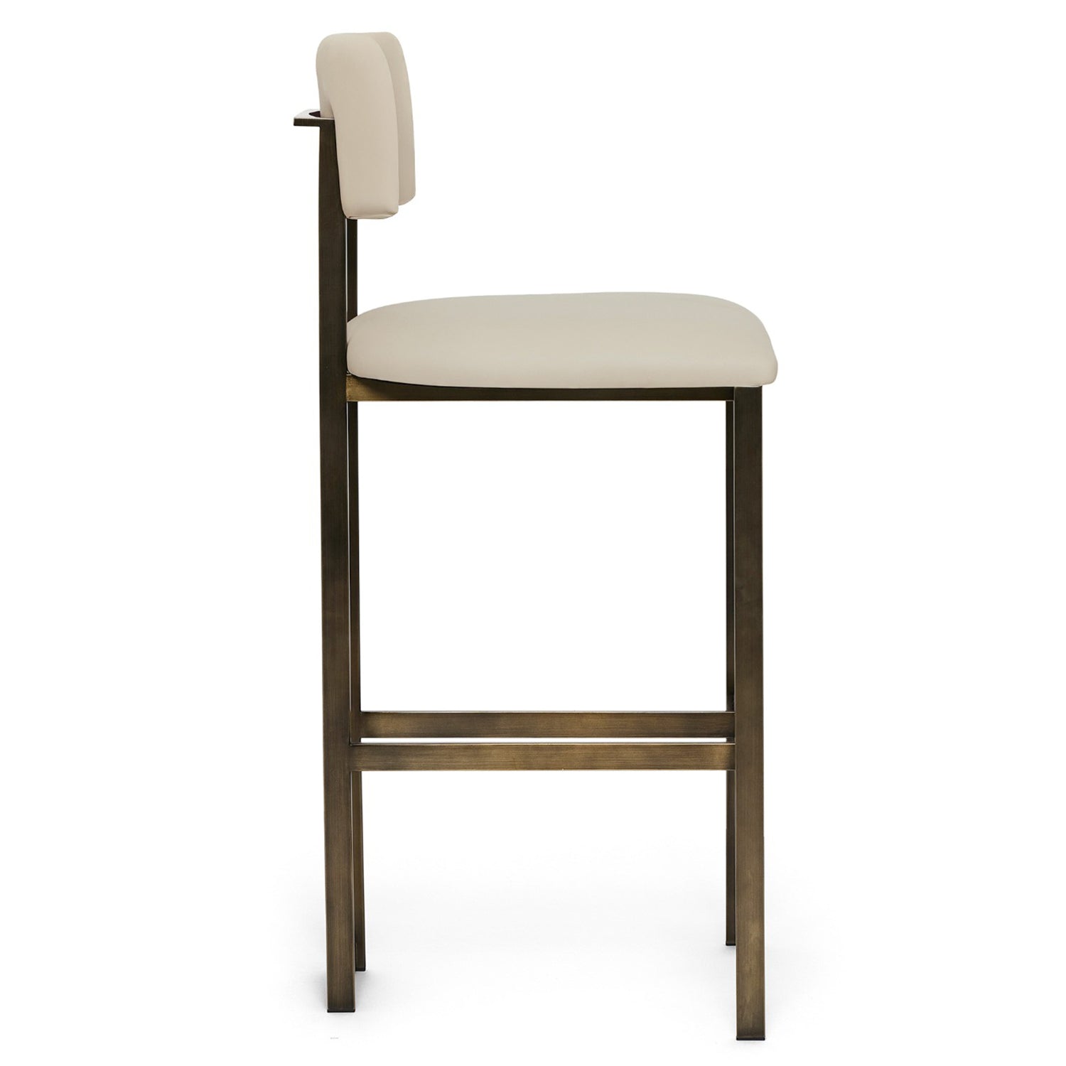 Landon II Antique Bronze Bar Stool in stainless steel Antique Bronze finish, side profile view