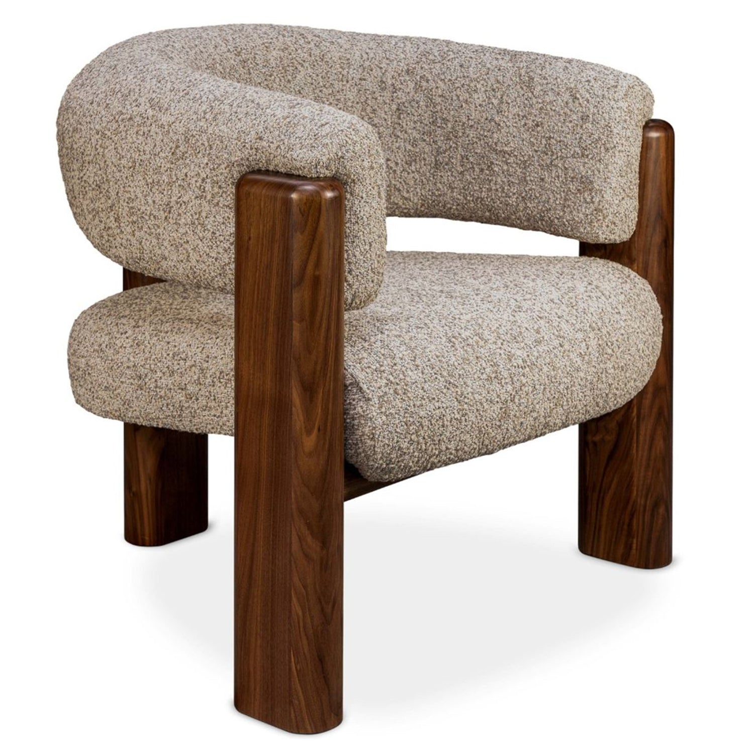Detail of the Olivia Classic Walnut Lounge Chair highlighting the walnut construction