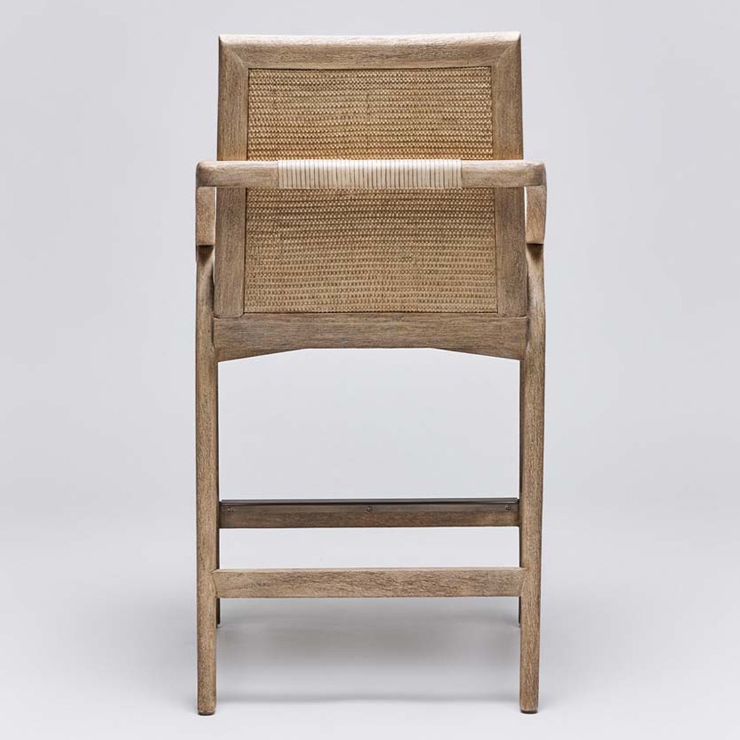 Delray White Ceruse Counter Stool in mahogany White Ceruse finish, styled in a room setting