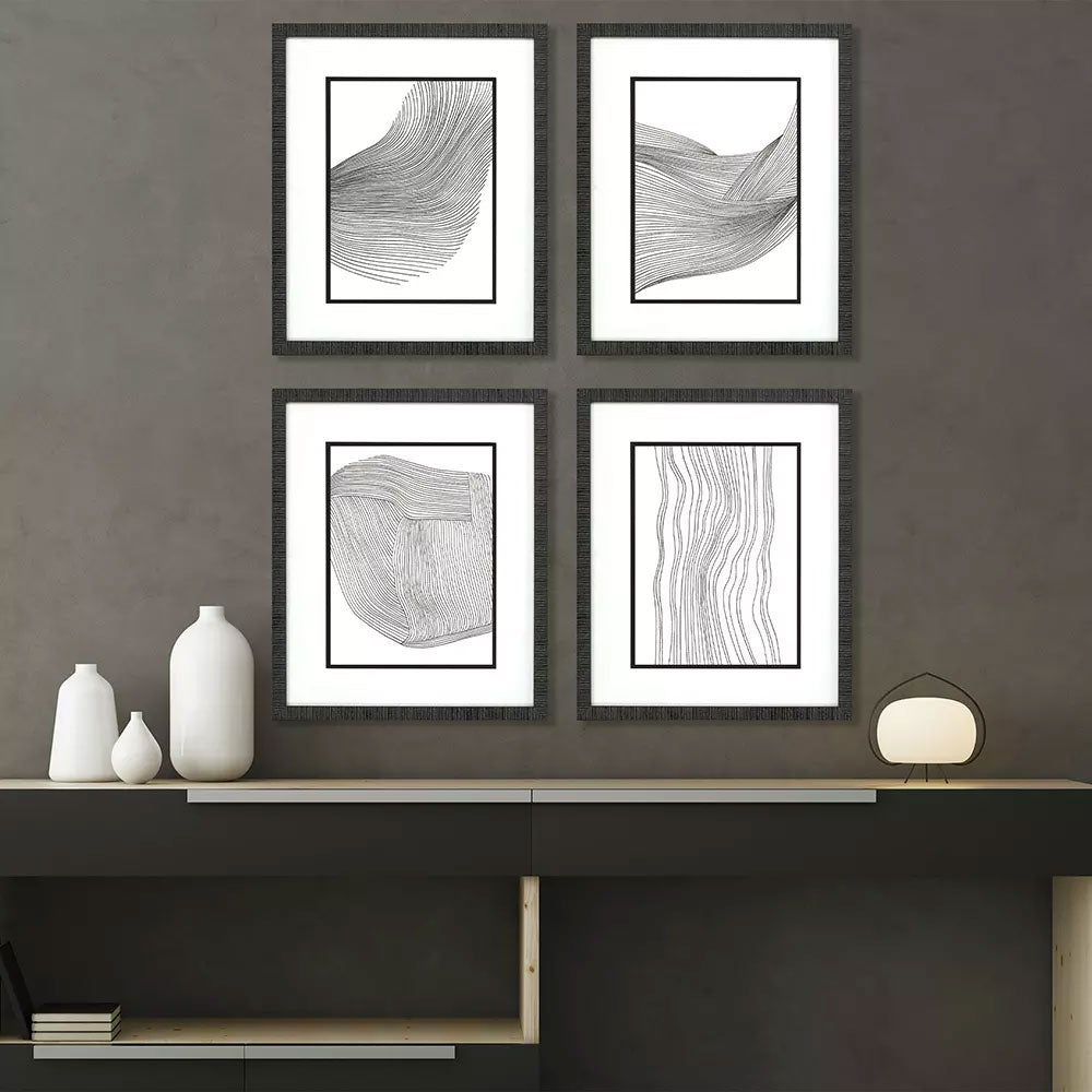 Gunnarsdottir Linear Acoustic Framed Art Set of 4