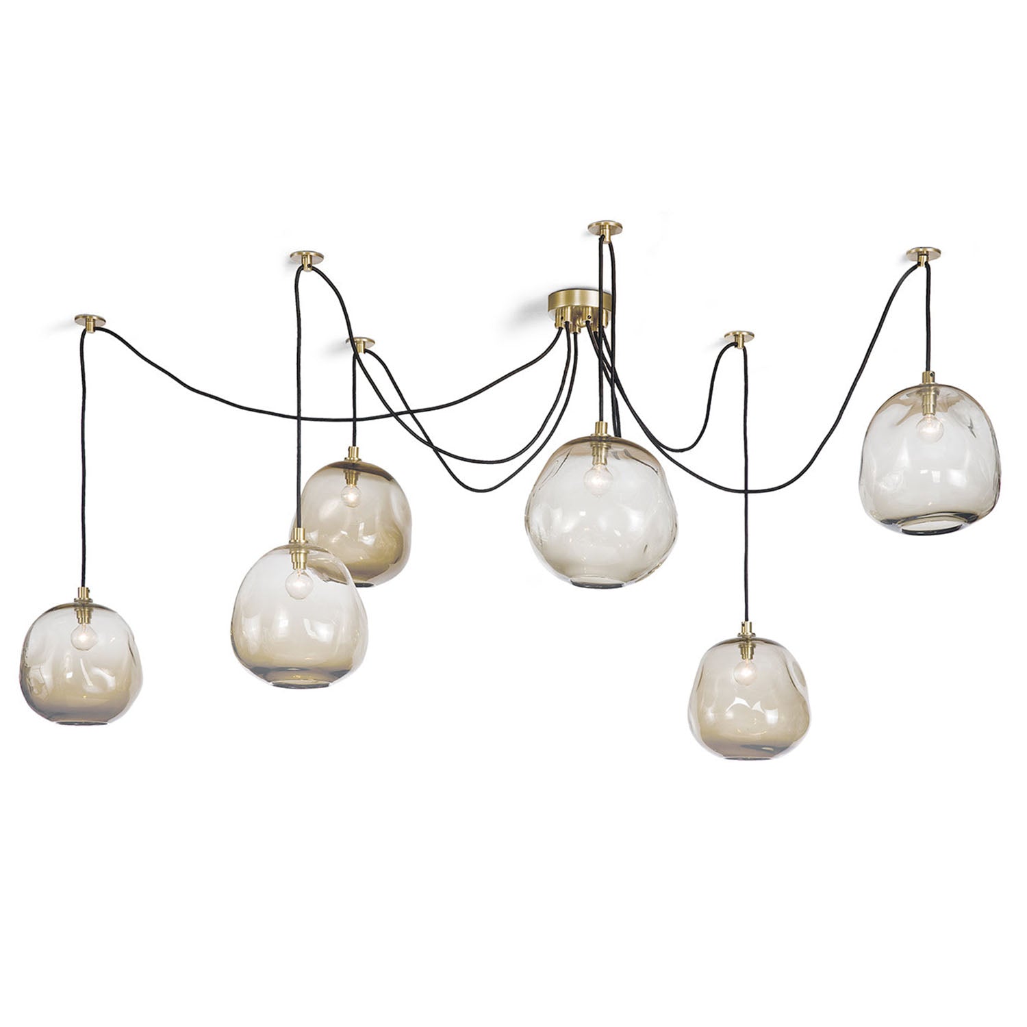 Regina Andrew Molten Spider Natural Brass & Smoke Glass Chandelier