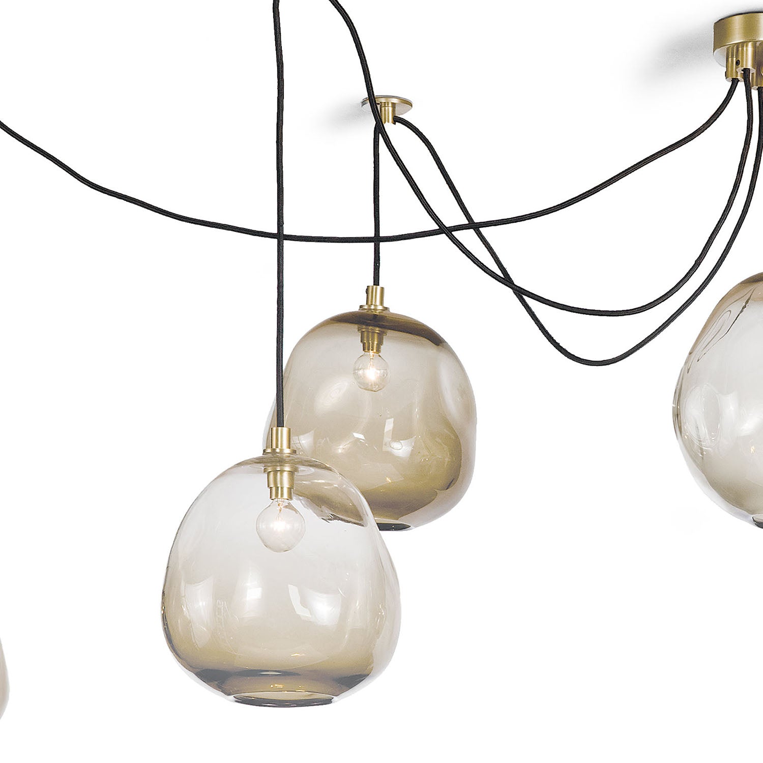 Regina Andrew Molten Spider Natural Brass & Smoke Glass Chandelier