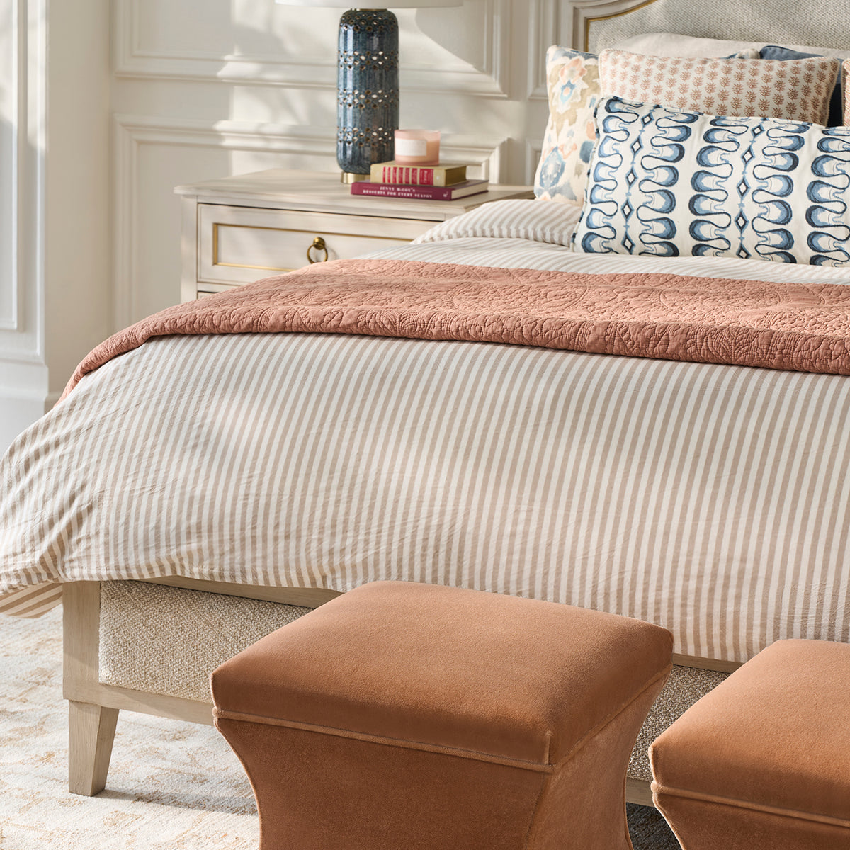 Fairfield Chair Matteo Palazzo Champagne Mist Three Drawer Nightstand Set of 2