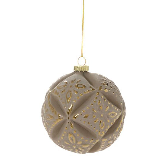 Embossed Velvet Ornament, set of 6 light blue, gray glass ornament, top-down view