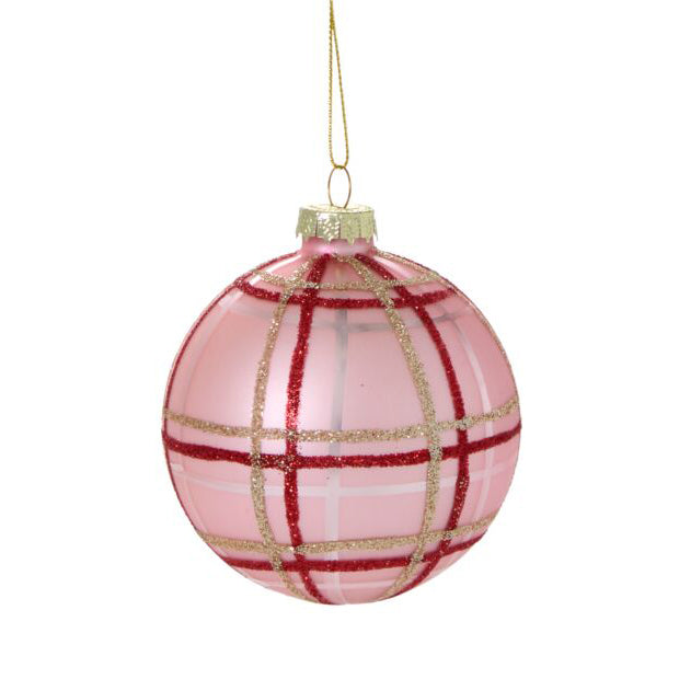 Glitter Plaid Ornament Set of 6