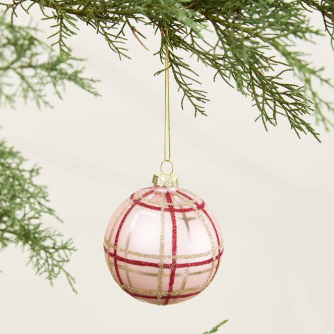 Glitter Plaid Ornament Set of 6