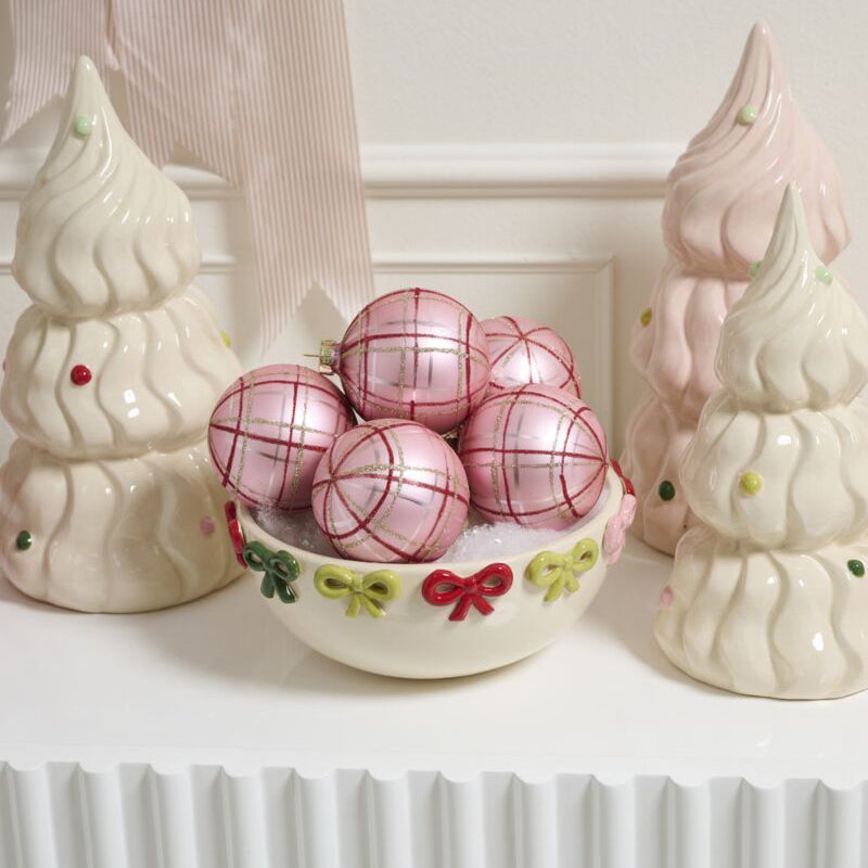 Glitter Plaid Ornament Set of 6