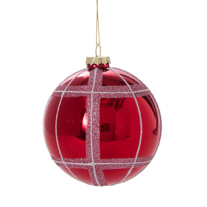 Glitter Plaid Ornament Set of 6