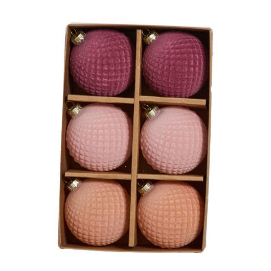 Rosy Velvet Ornament Set of 6