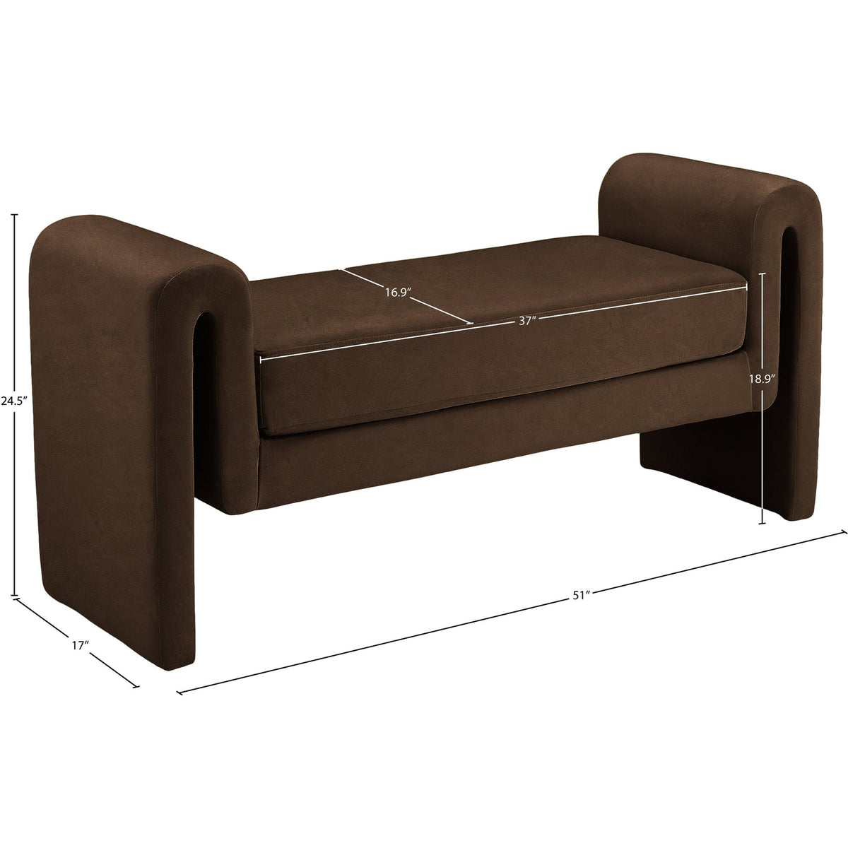 Sloan Brown Velvet Upholstered Bench