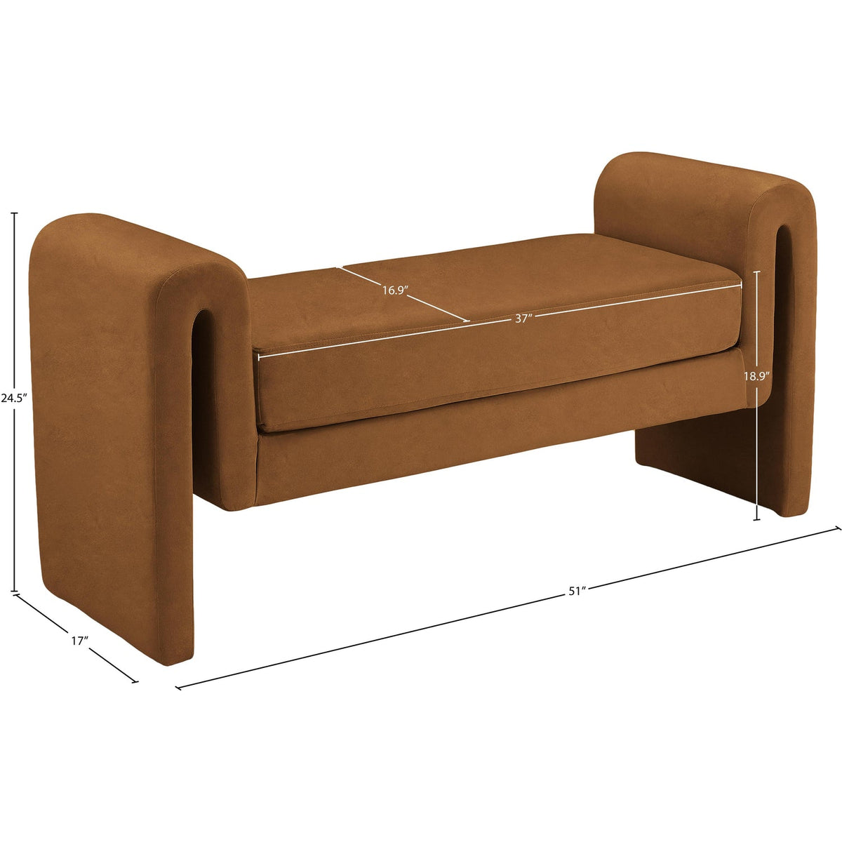 Sloan Saddle Velvet Upholstered Bench