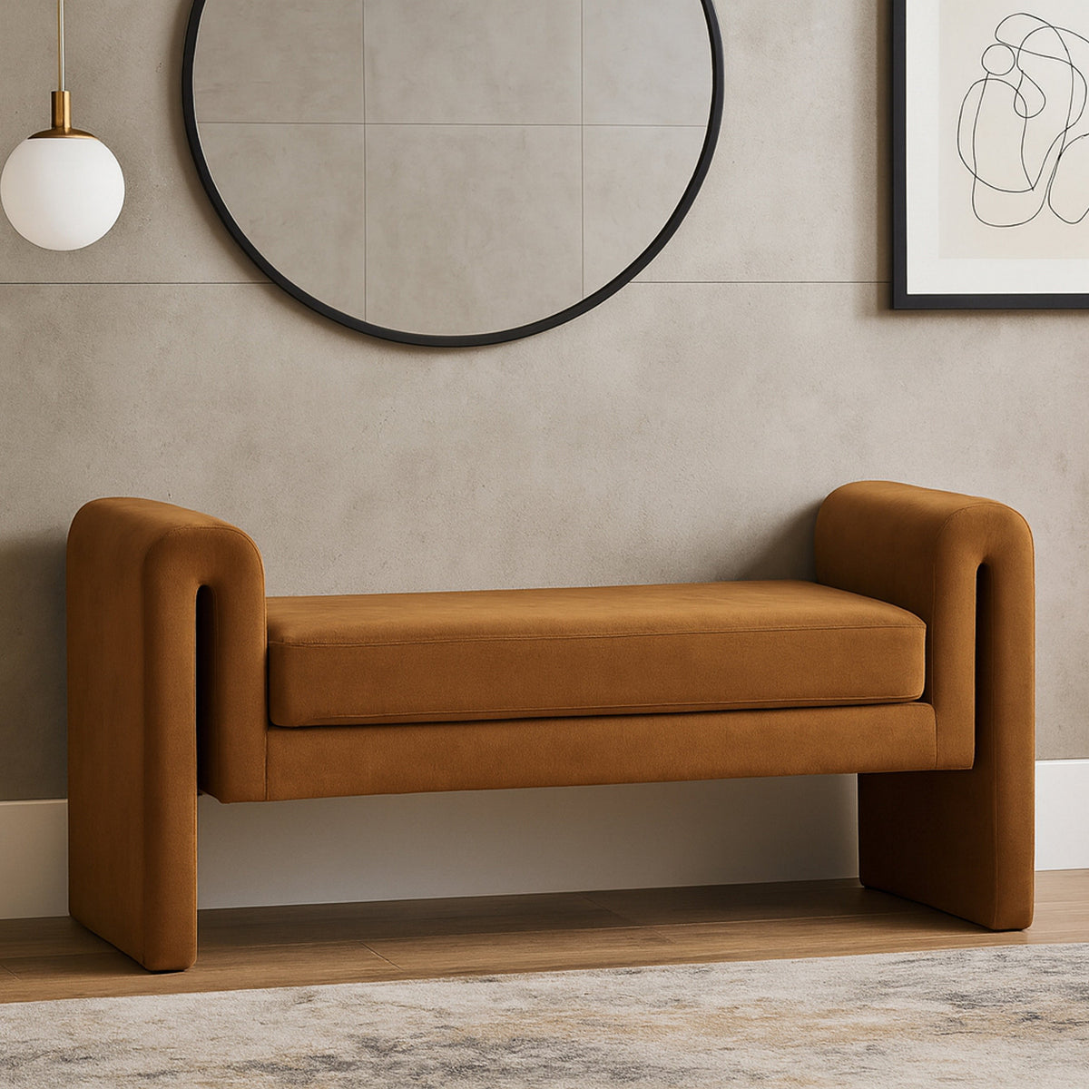 Sloan Saddle Velvet Upholstered Bench
