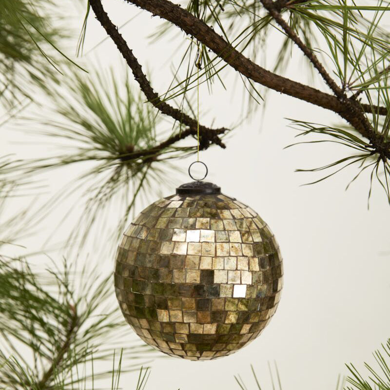 Antiqued Disco Ball Ornament Set of 6