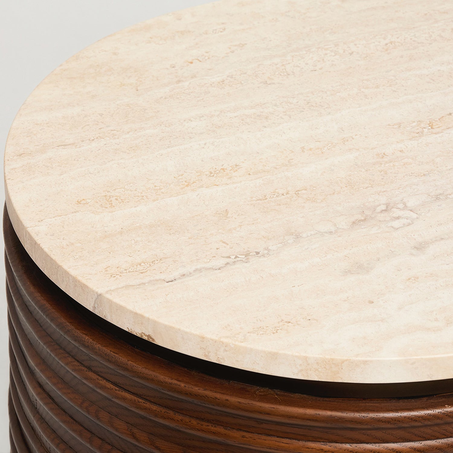 Close-up of the Oak finish on the Marina Classic Walnut Credenza