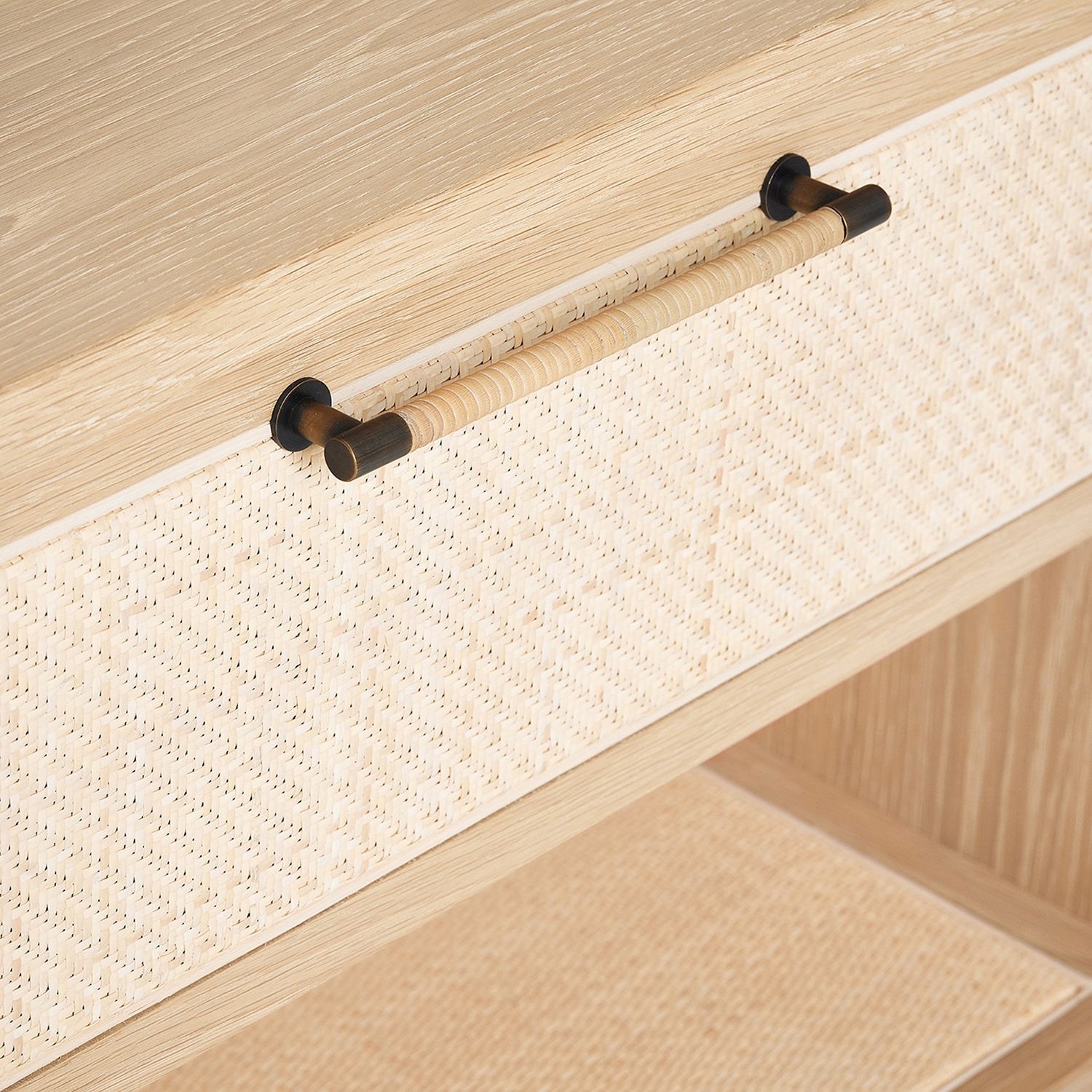 Marsh Tall Bedside Chest in oak saddle finish, side profile view