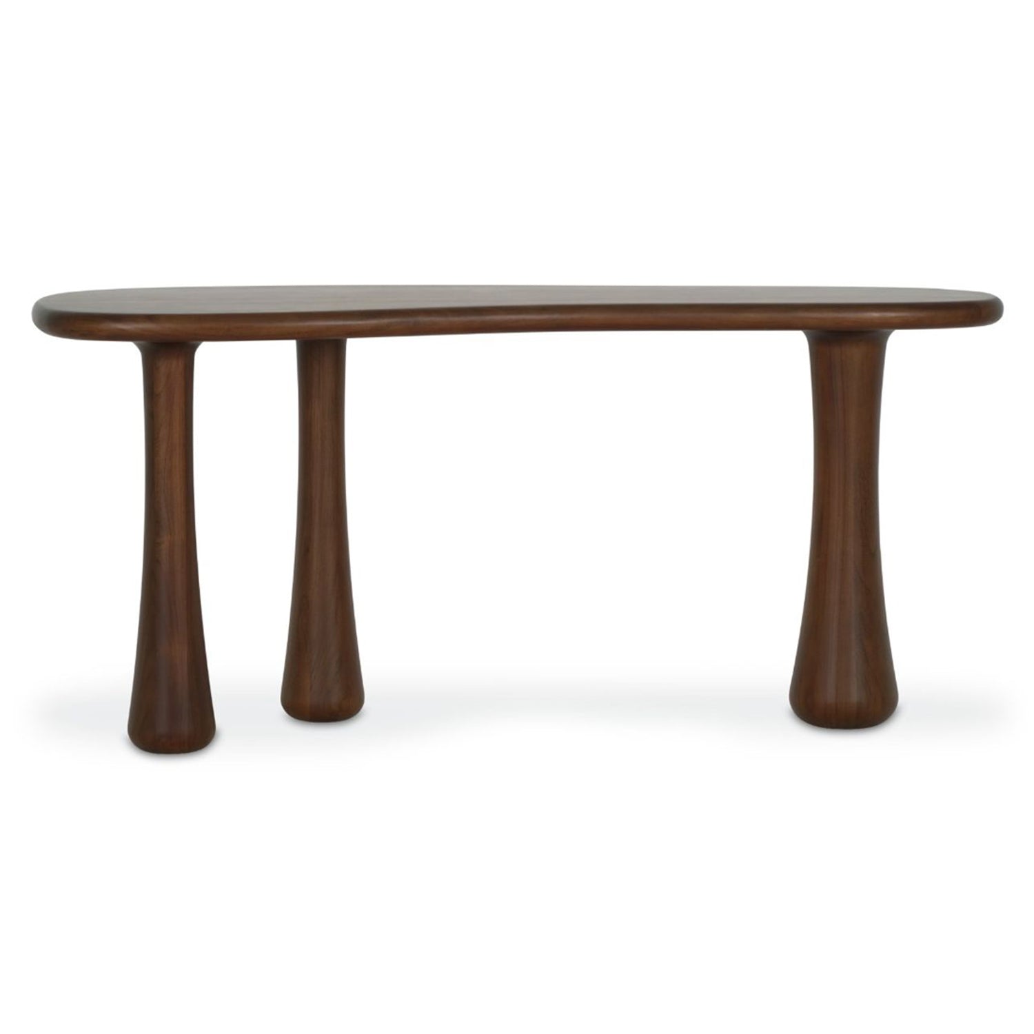 Detail of the Lark Classic Walnut Console Desk highlighting the teak construction