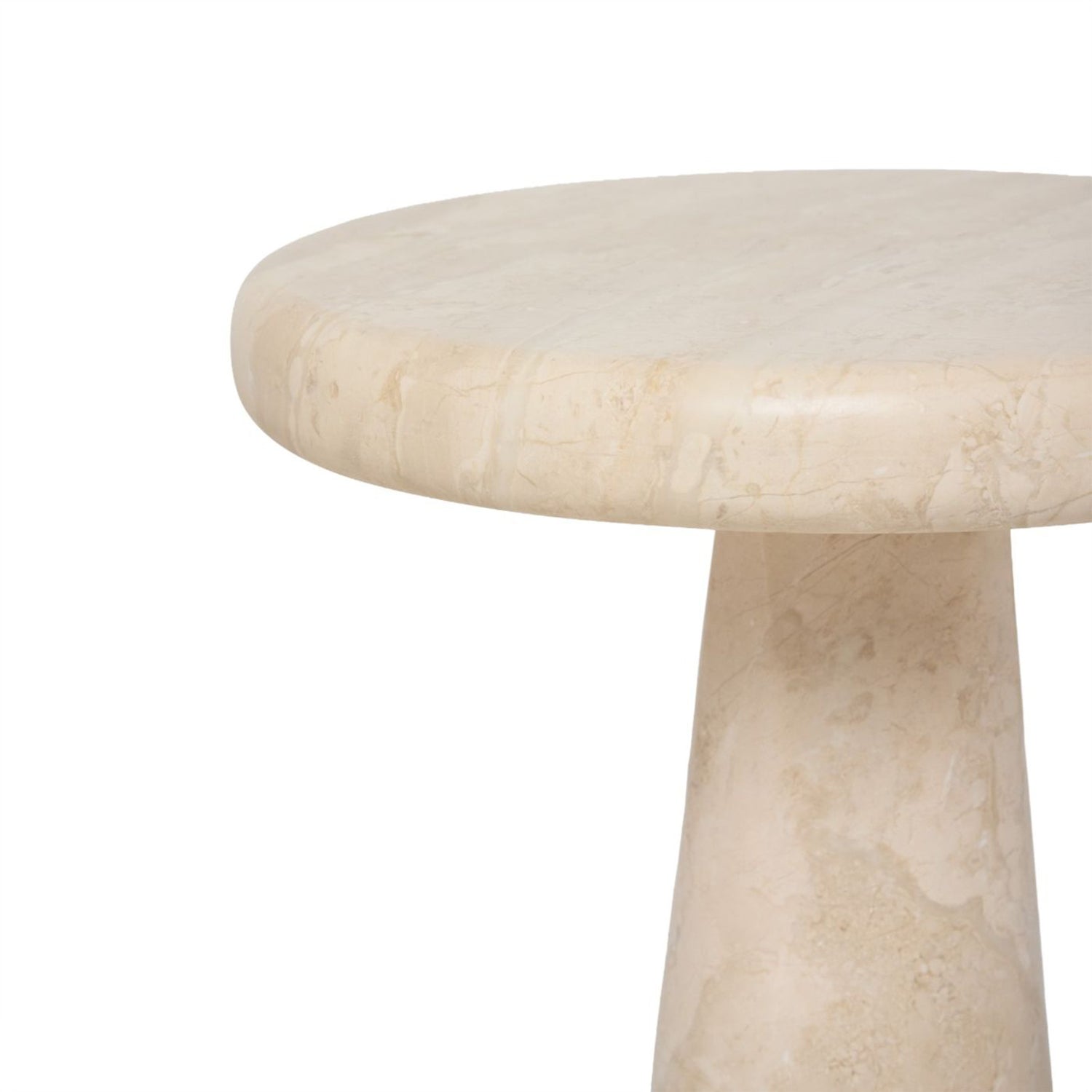Close-up of the Marble finish on the Barcelona Biscuit Accent Table