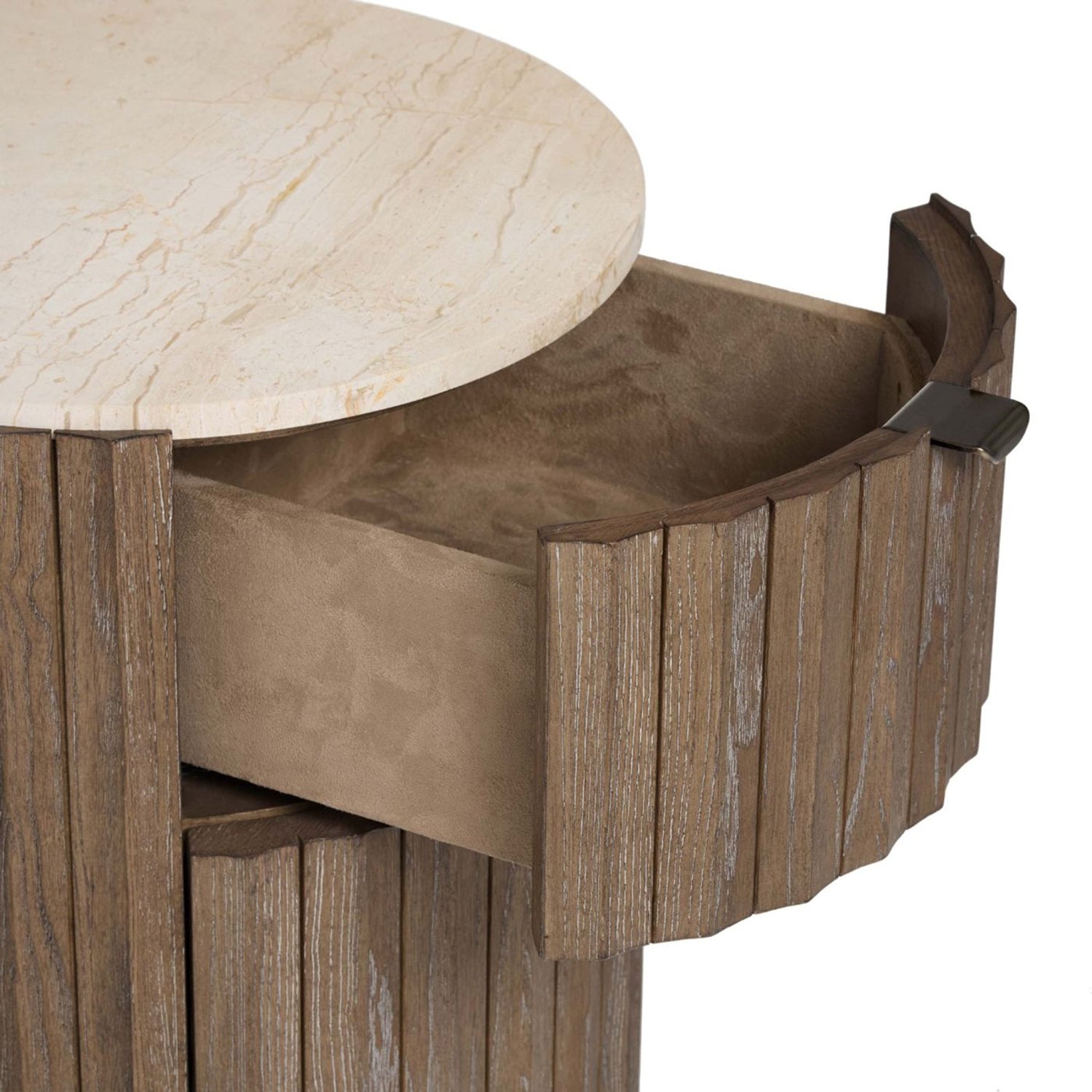 Montauk Autumn Brown Bedside Chest styled in a room to show its nightstand scale and proportions