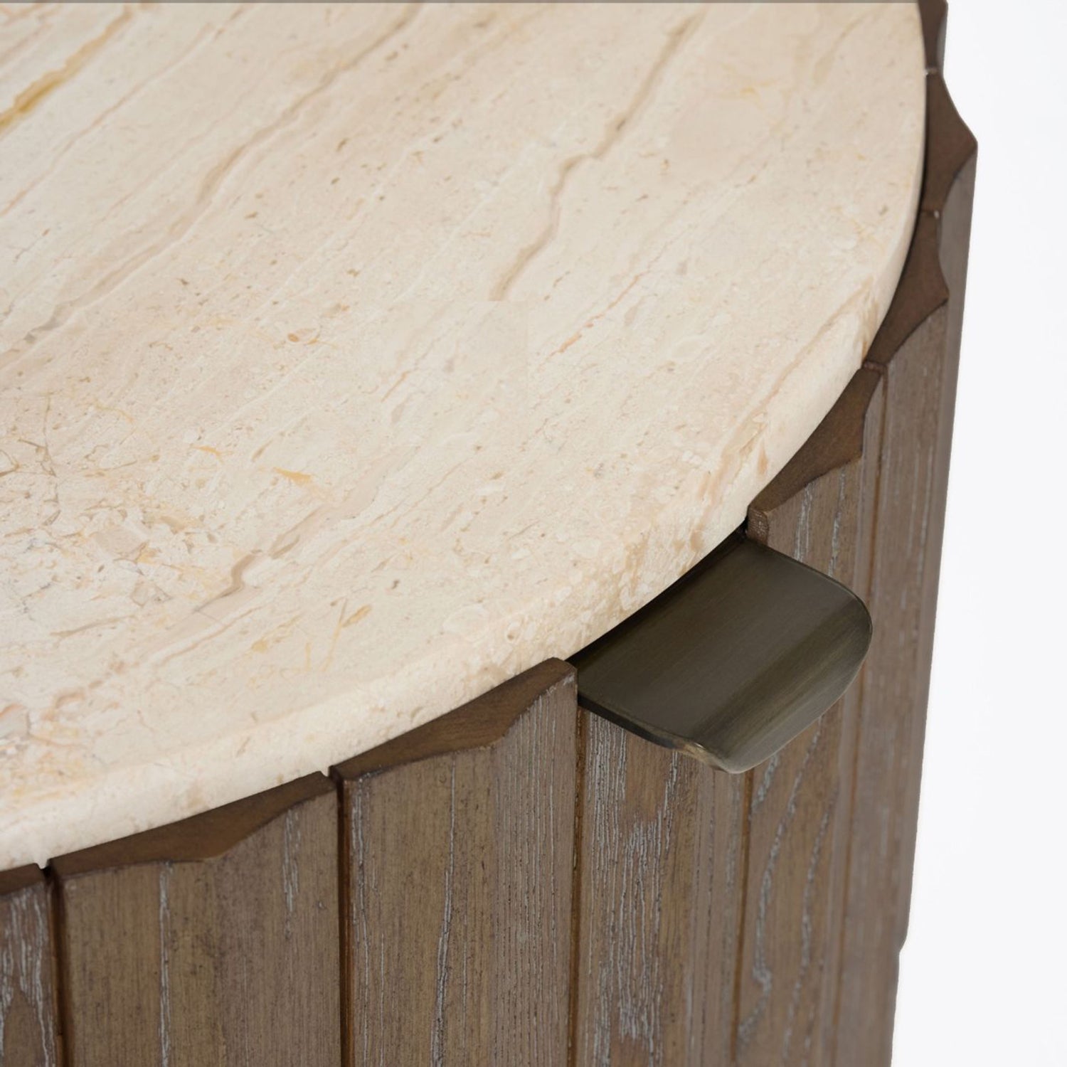 Close-up of the Ash finish on the Montauk Autumn Brown Bedside Chest
