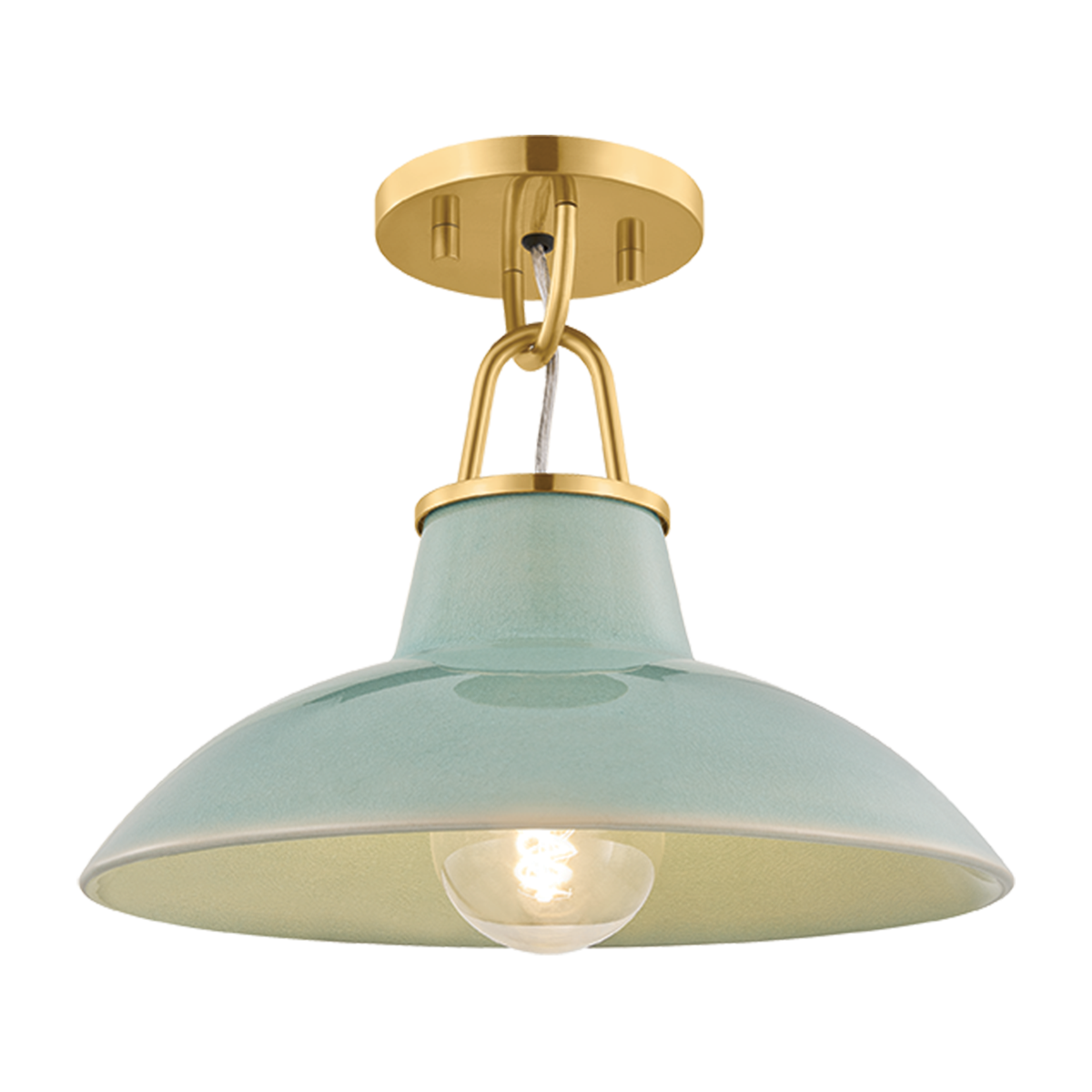 Hudson Valley Lighting Pottersville Small Flush Mount in Ivory Crackle/Distressed Bronze, primary product view