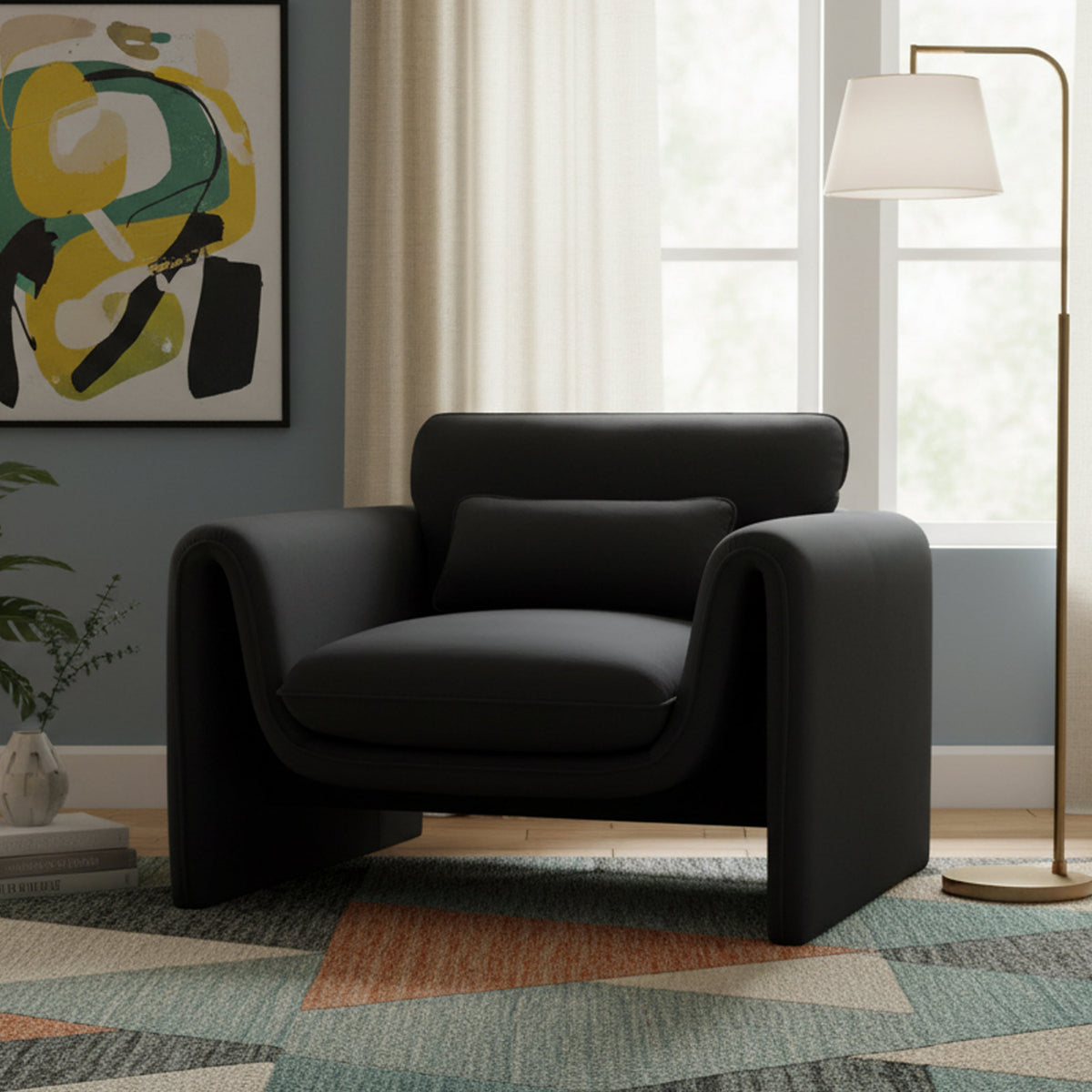 Sloan Black Velvet Upholstered Chair