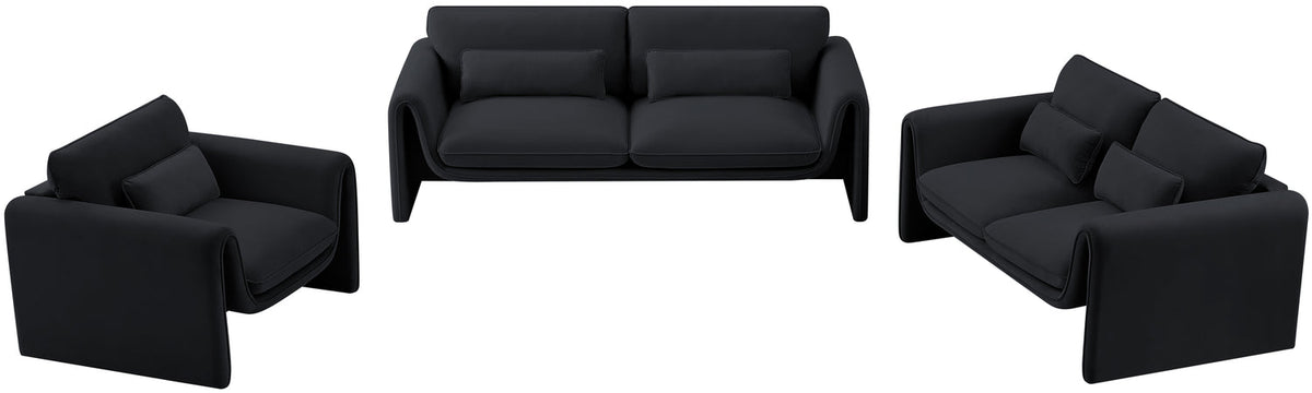 Sloan 64in Black Velvet Upholstered Loveseat