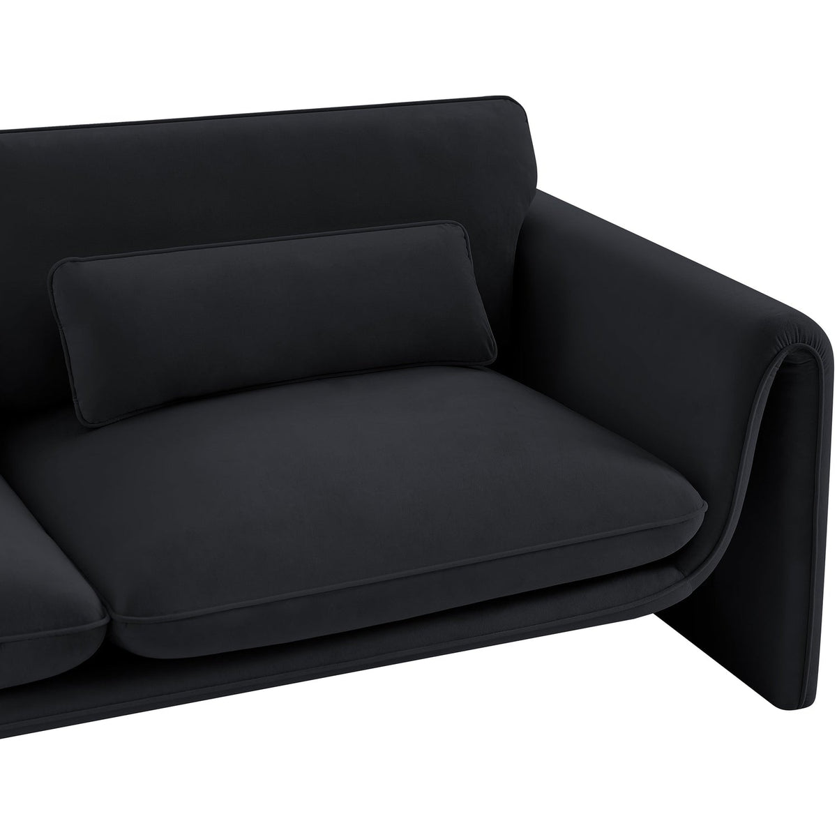 Sloan 86in Black Velvet Upholstered Sofa