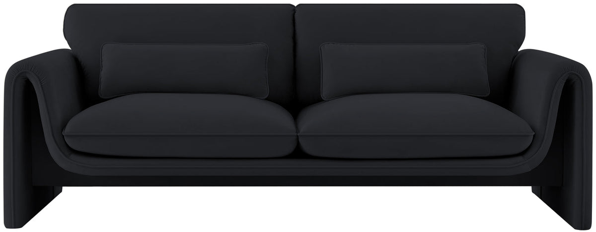 Sloan 86in Black Velvet Upholstered Sofa