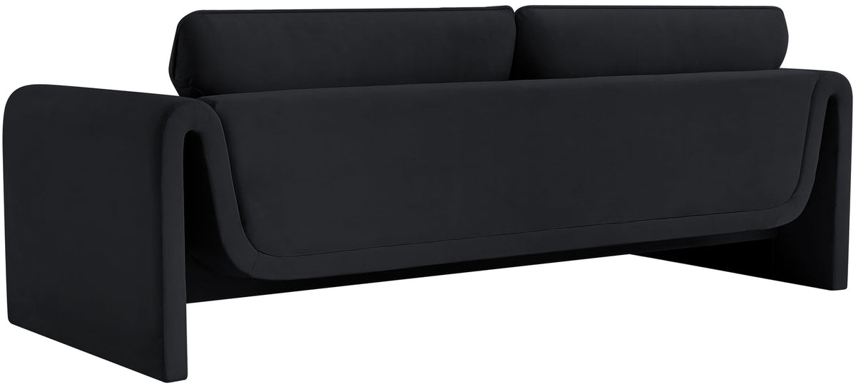 Sloan 86in Black Velvet Upholstered Sofa
