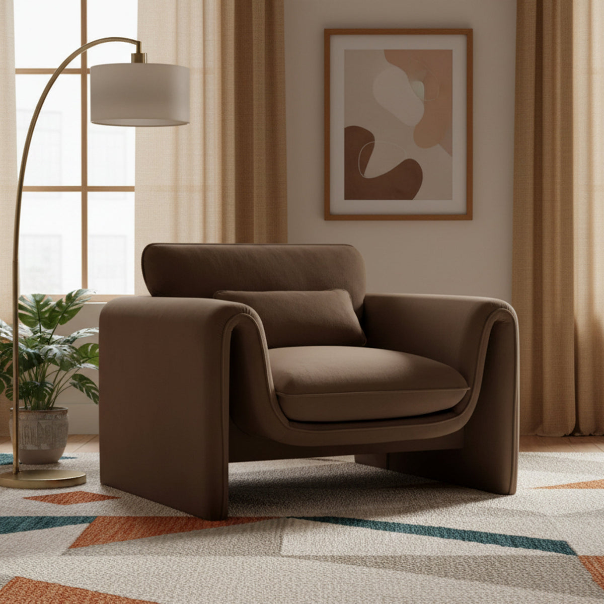 Sloan Brown Velvet Upholstered Chair