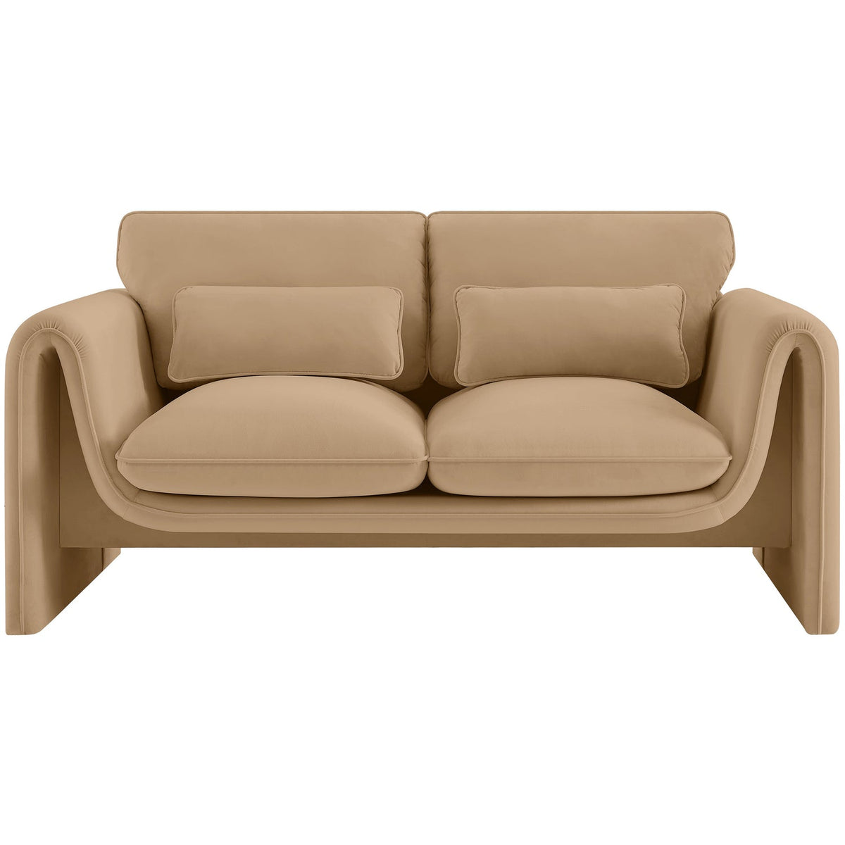 Sloan 6 4in Camel Velvet Upholstered Loveseat