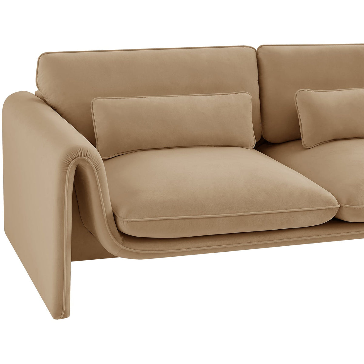 Sloan 6 4in Camel Velvet Upholstered Loveseat